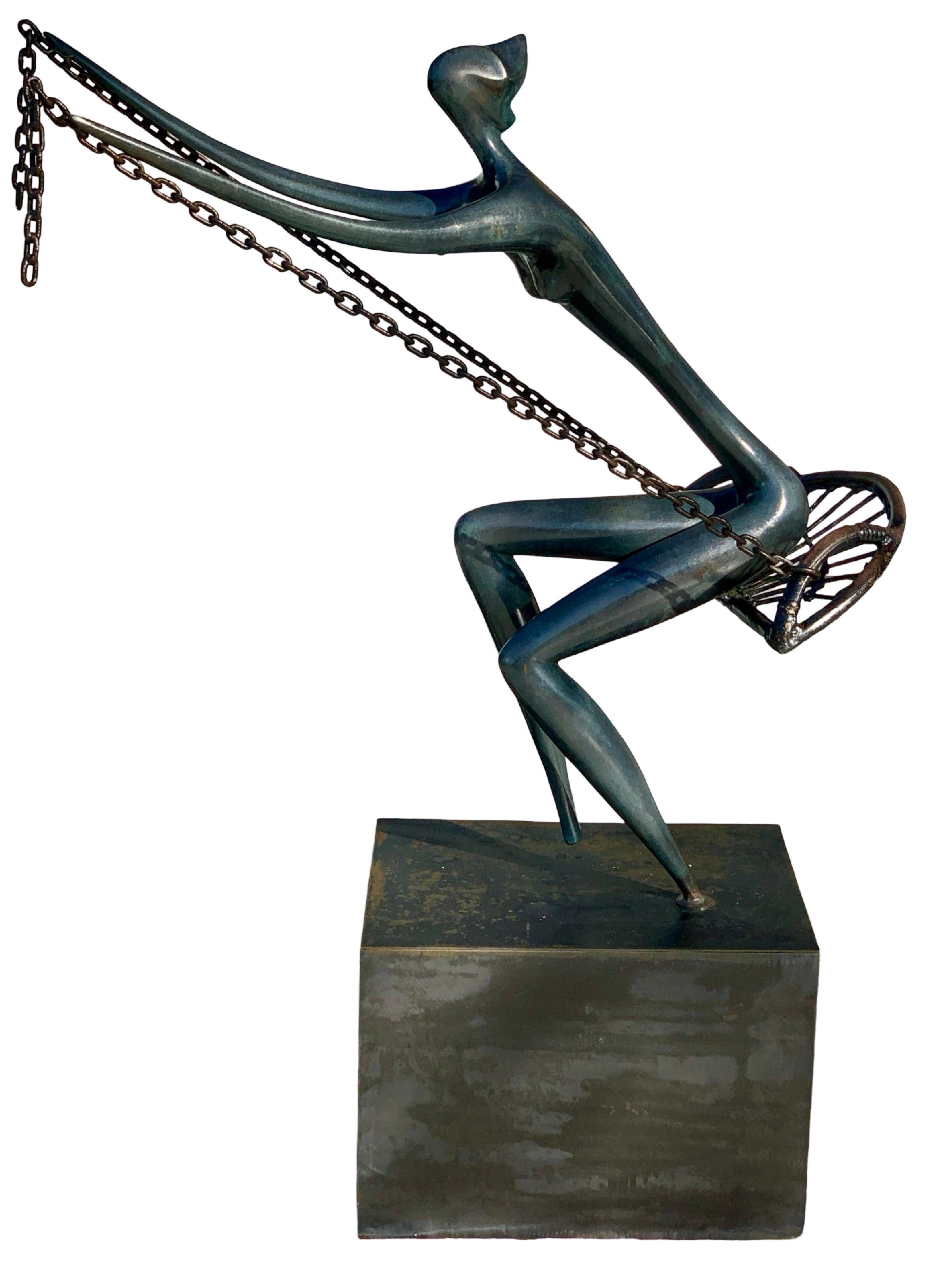 Modern Bronze Outdoor/Indoor Large Rare Sculpture “The Swing” Leon Bronstein, Israel