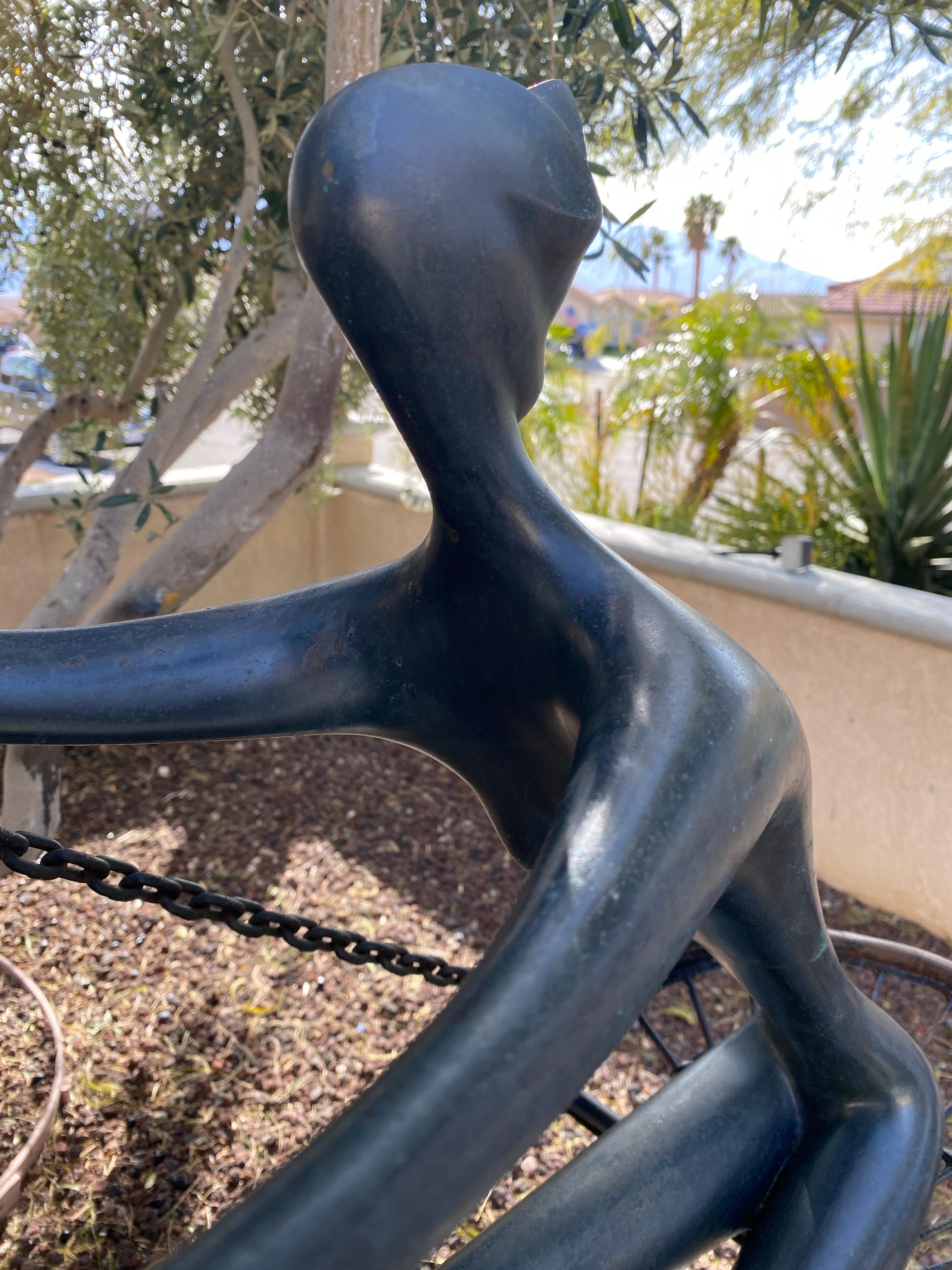Late 20th Century Bronze Outdoor/Indoor Large Rare Sculpture “The Swing” Leon Bronstein, Israel