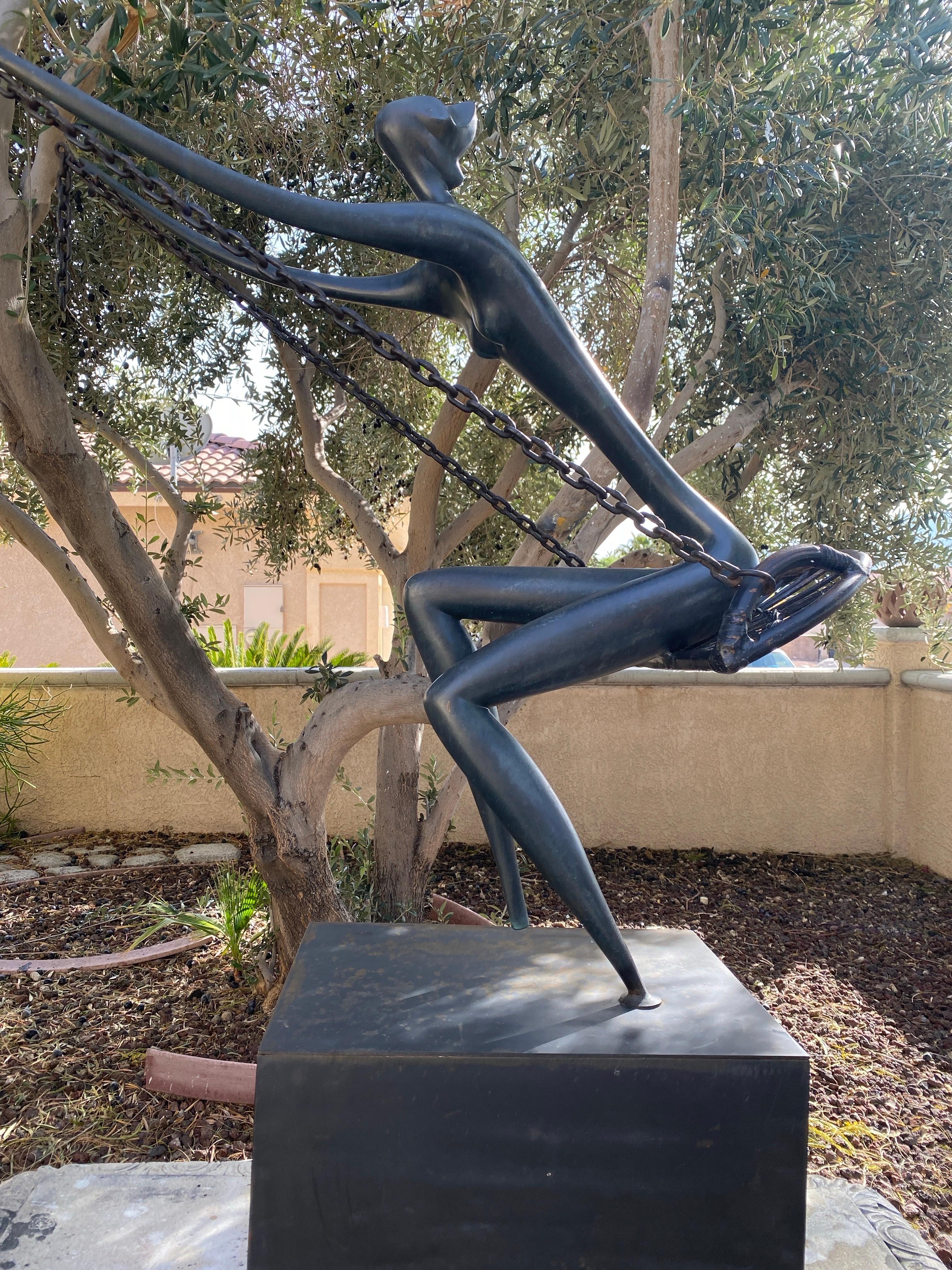 Bronze Outdoor/Indoor Large Rare Sculpture “The Swing” Leon Bronstein, Israel 1