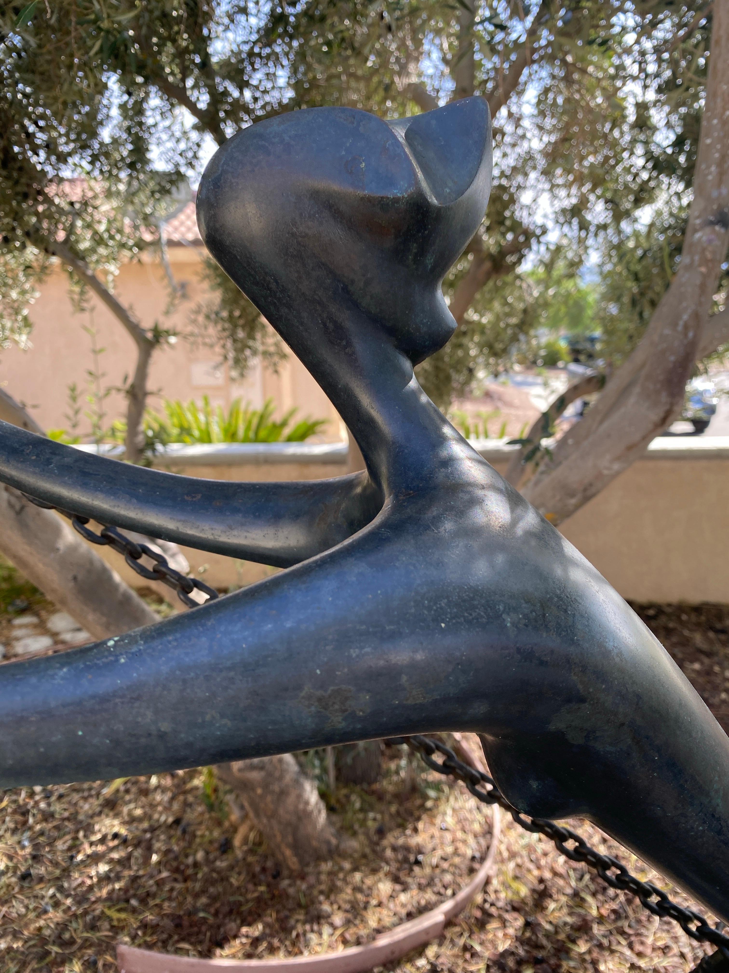 Bronze Outdoor/Indoor Large Rare Sculpture “The Swing” Leon Bronstein, Israel 2