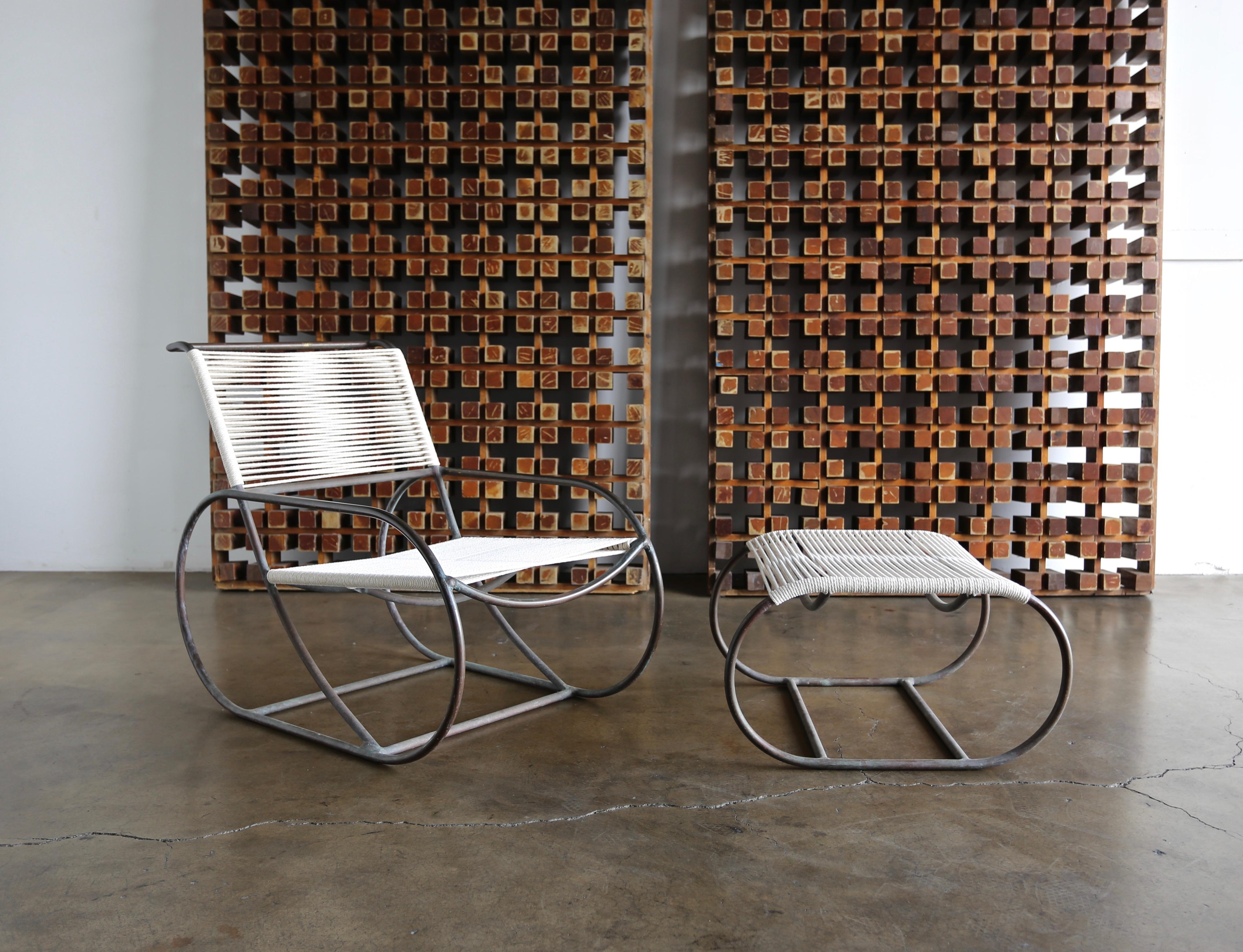  Bronze Outdoor Lounge Chair and Ottoman by Kipp Stewart for Terra of California 4