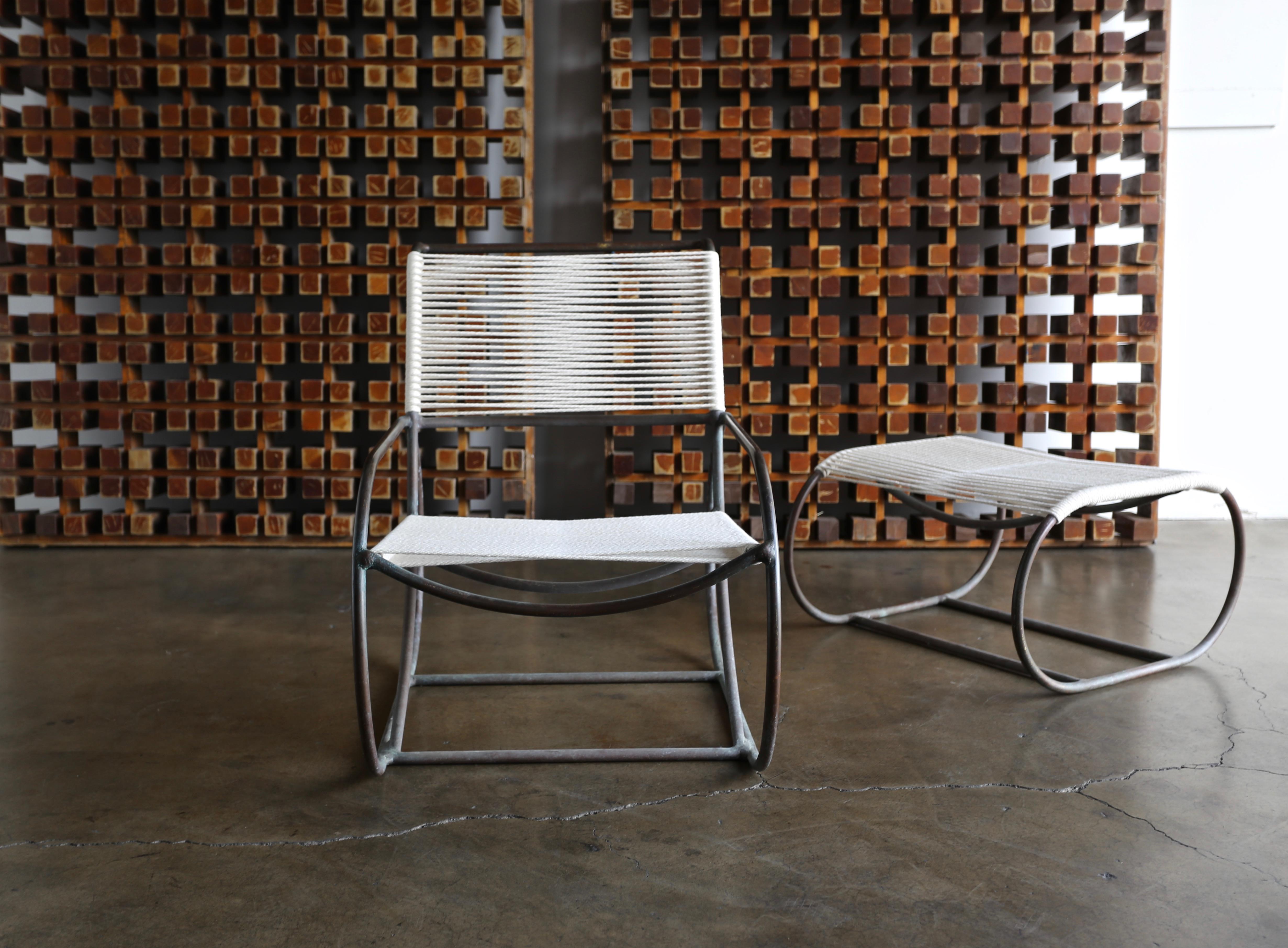  Bronze Outdoor Lounge Chair and Ottoman by Kipp Stewart for Terra of California 5