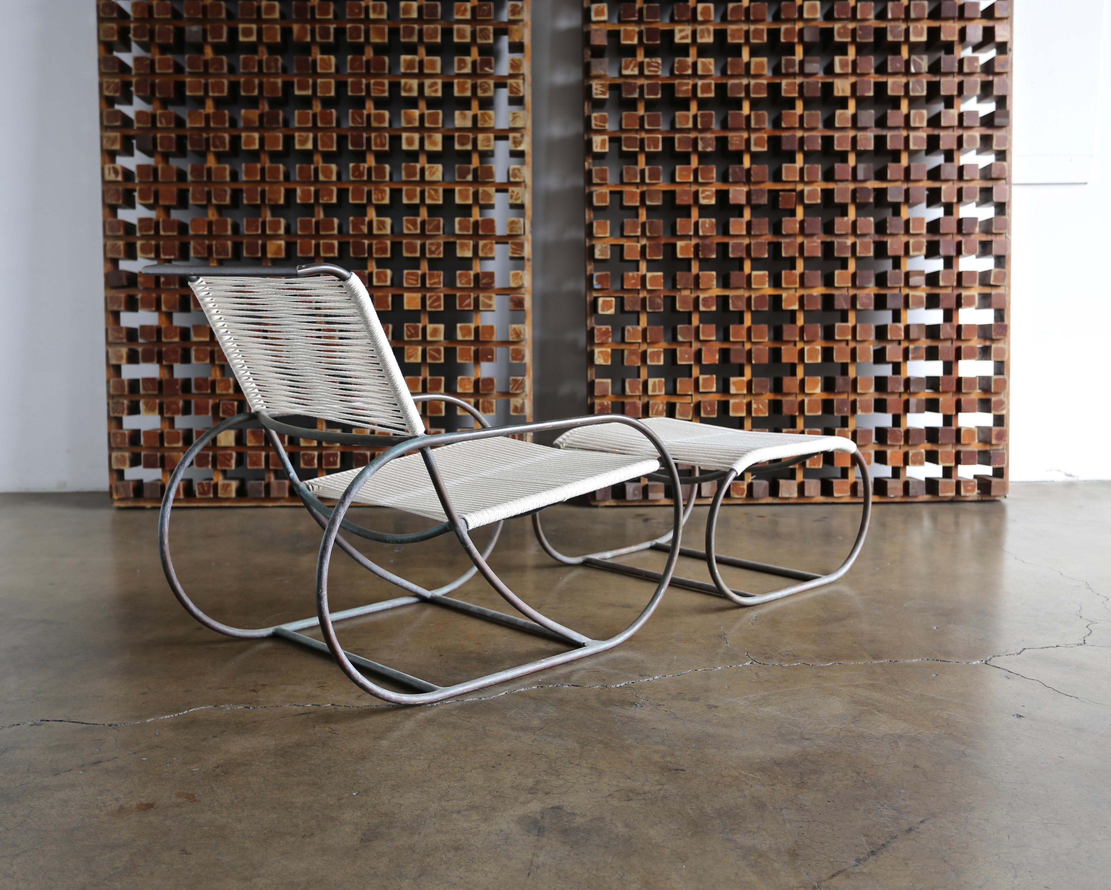American  Bronze Outdoor Lounge Chair and Ottoman by Kipp Stewart for Terra of California
