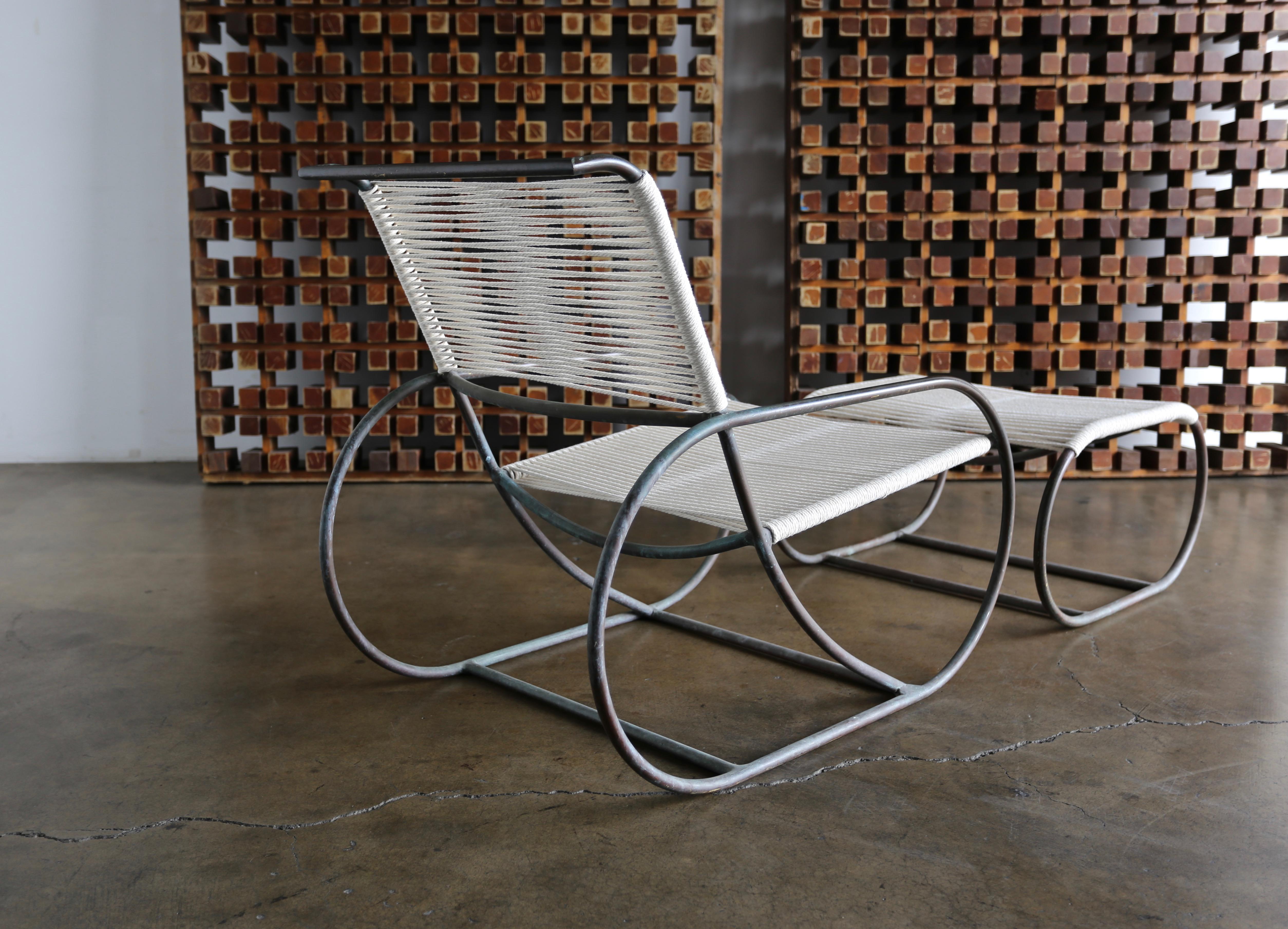 20th Century  Bronze Outdoor Lounge Chair and Ottoman by Kipp Stewart for Terra of California