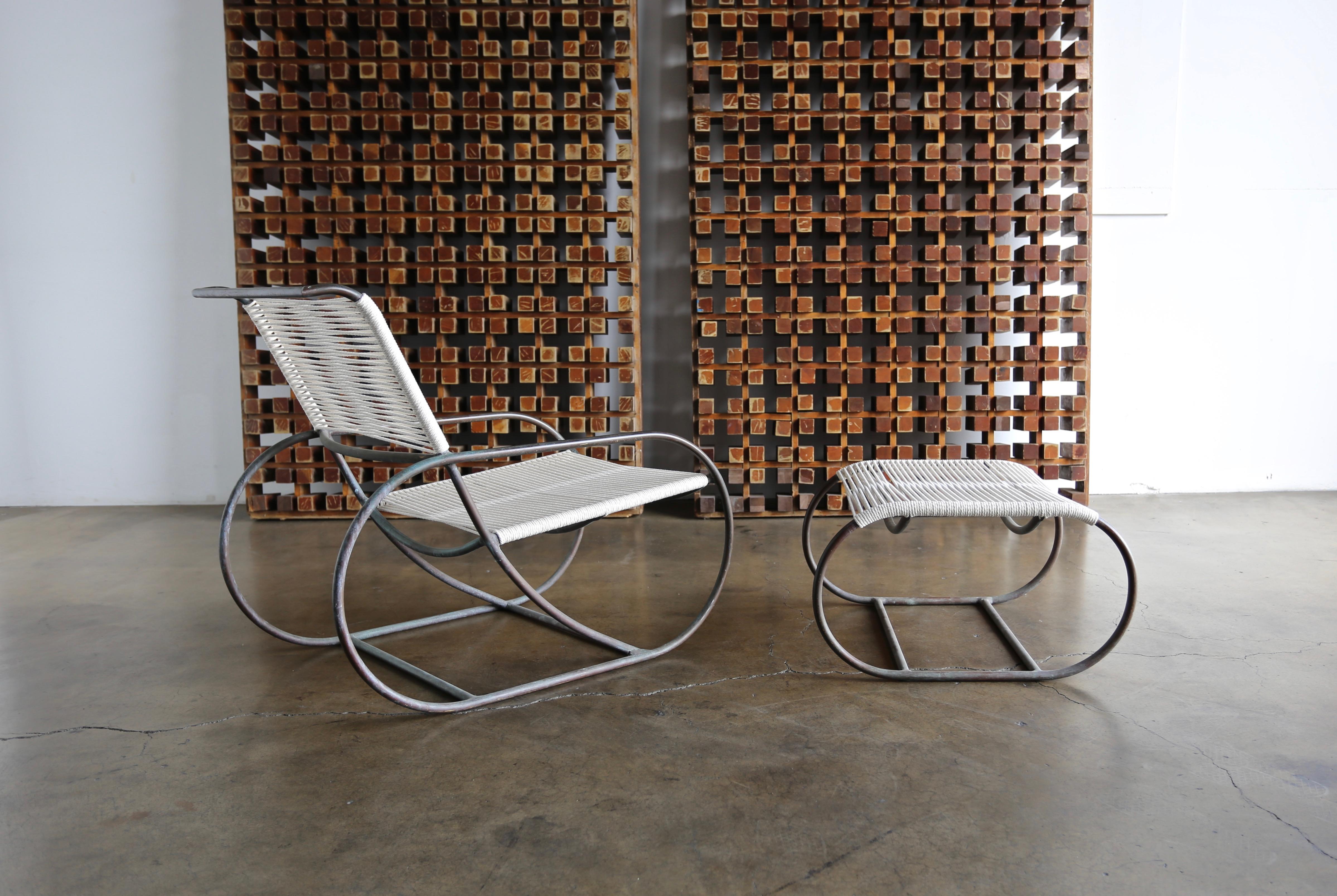  Bronze Outdoor Lounge Chair and Ottoman by Kipp Stewart for Terra of California 3