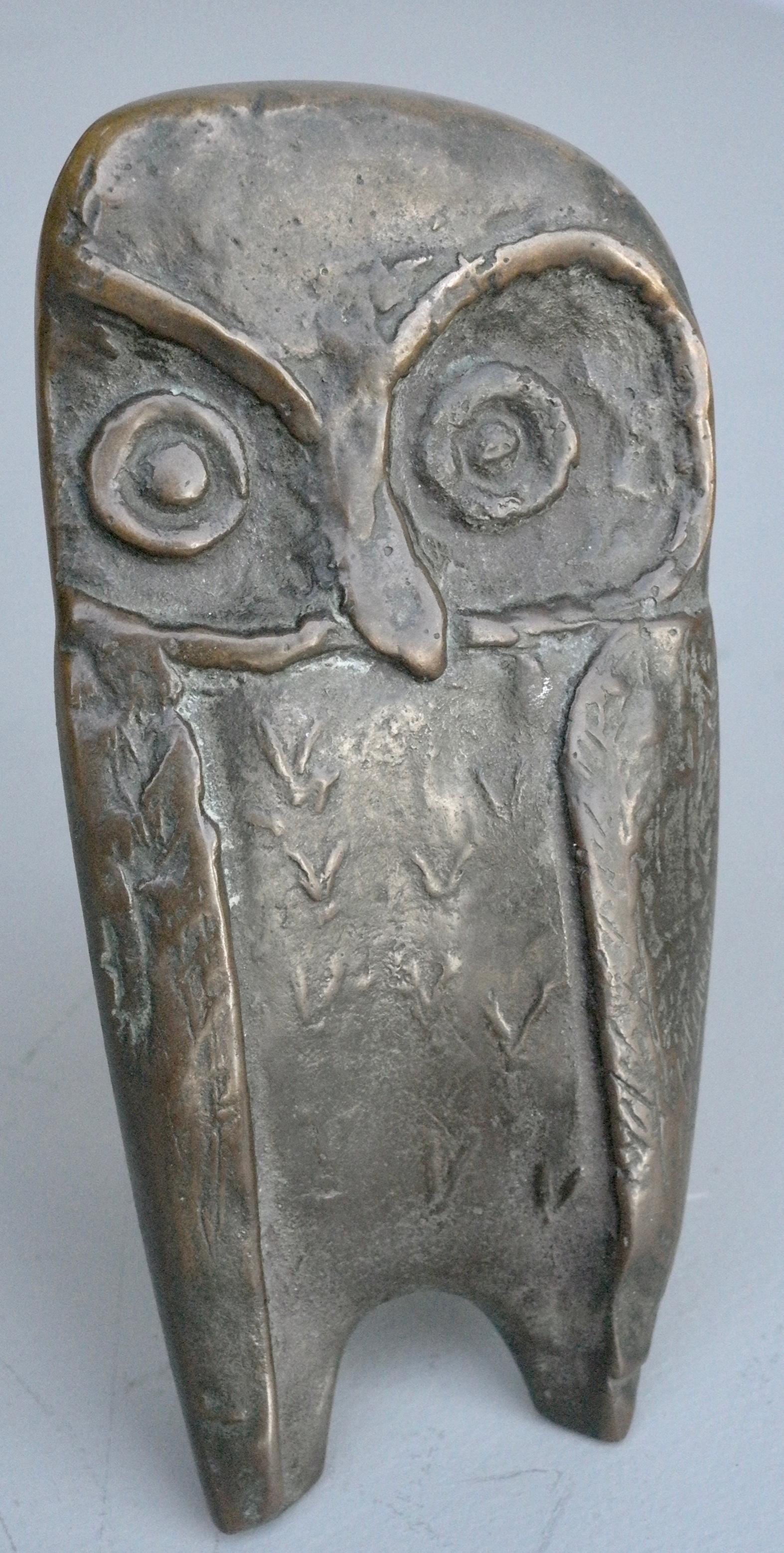 Italian Bronze Owl Door Handle with Keyhole, 1960s