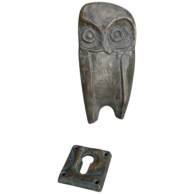 Bronze Owl Door Handle With Keyhole 1960s For Sale At 1stdibs