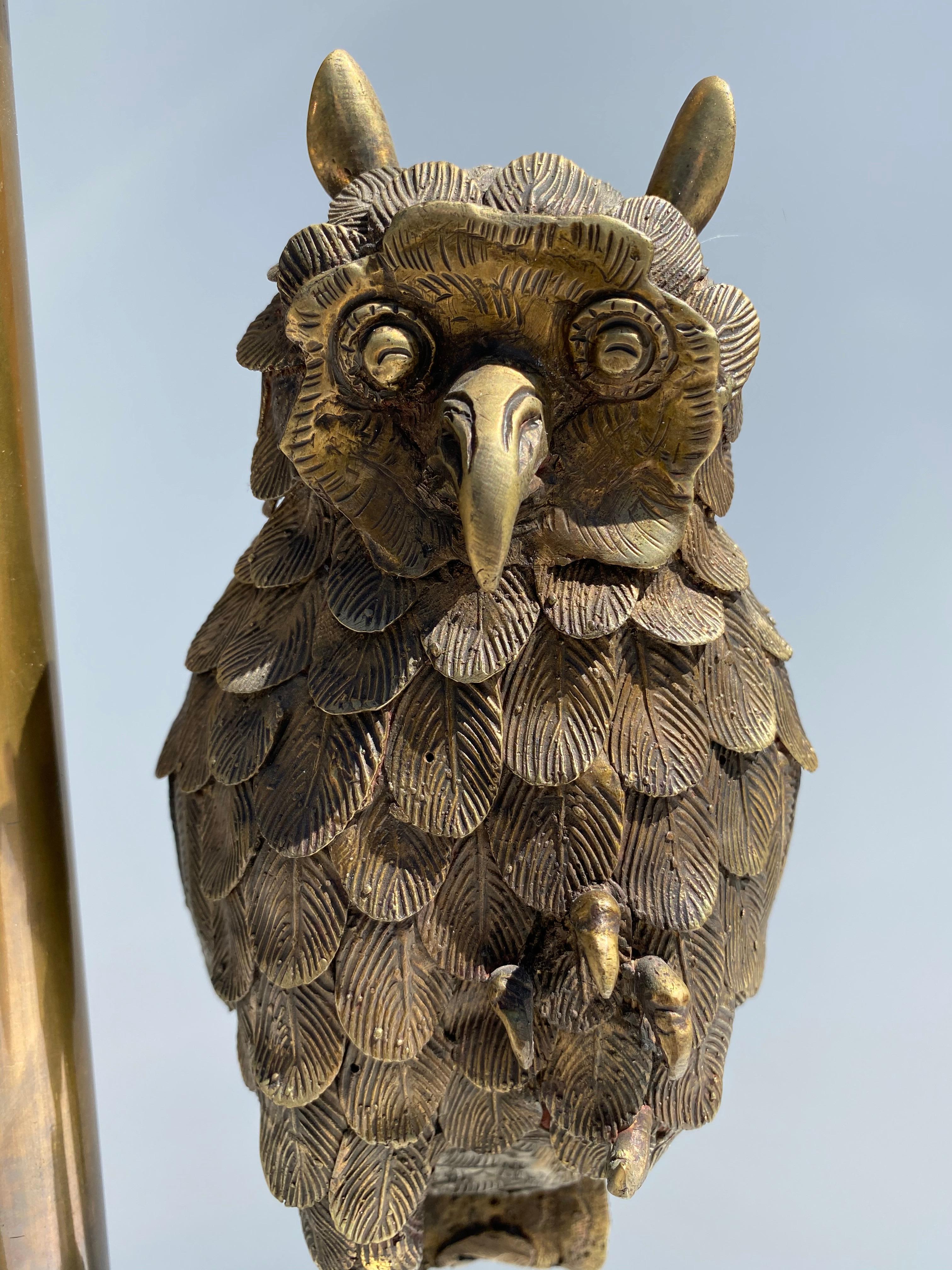 Bronze Owl Lamp by Marbro For Sale 3