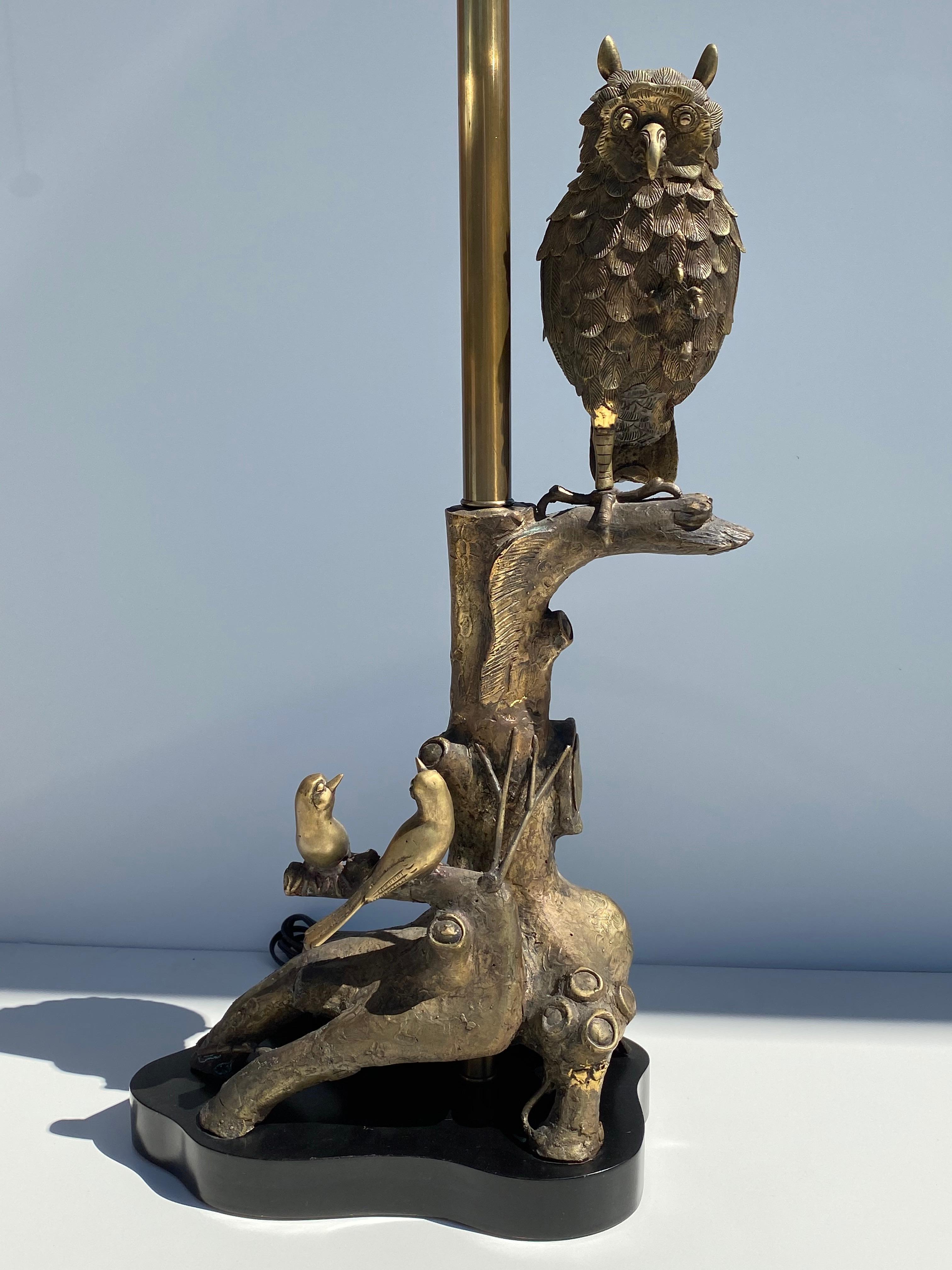 Bronze Owl Lamp by Marbro For Sale 1