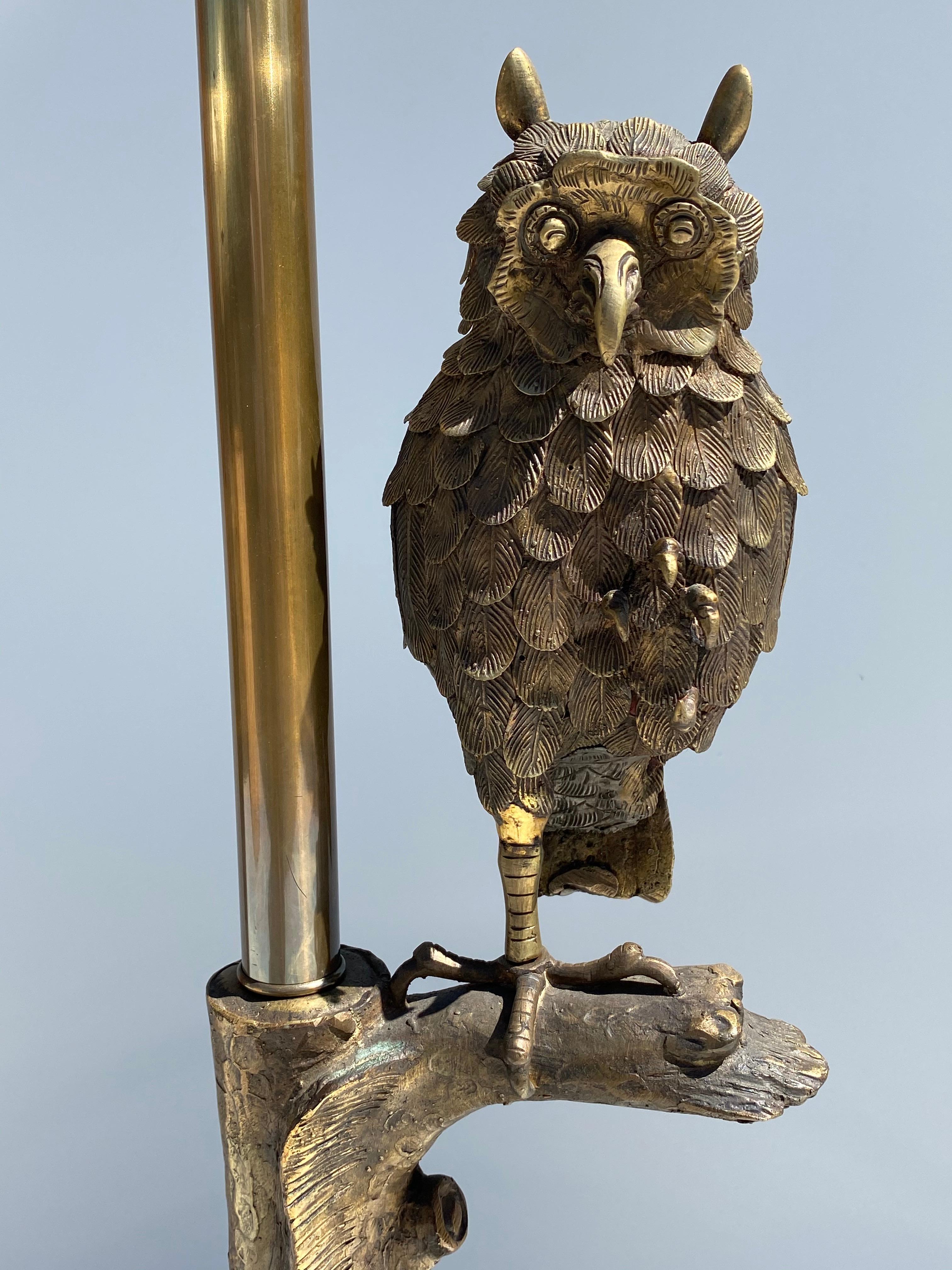 Bronze Owl Lamp by Marbro For Sale 2