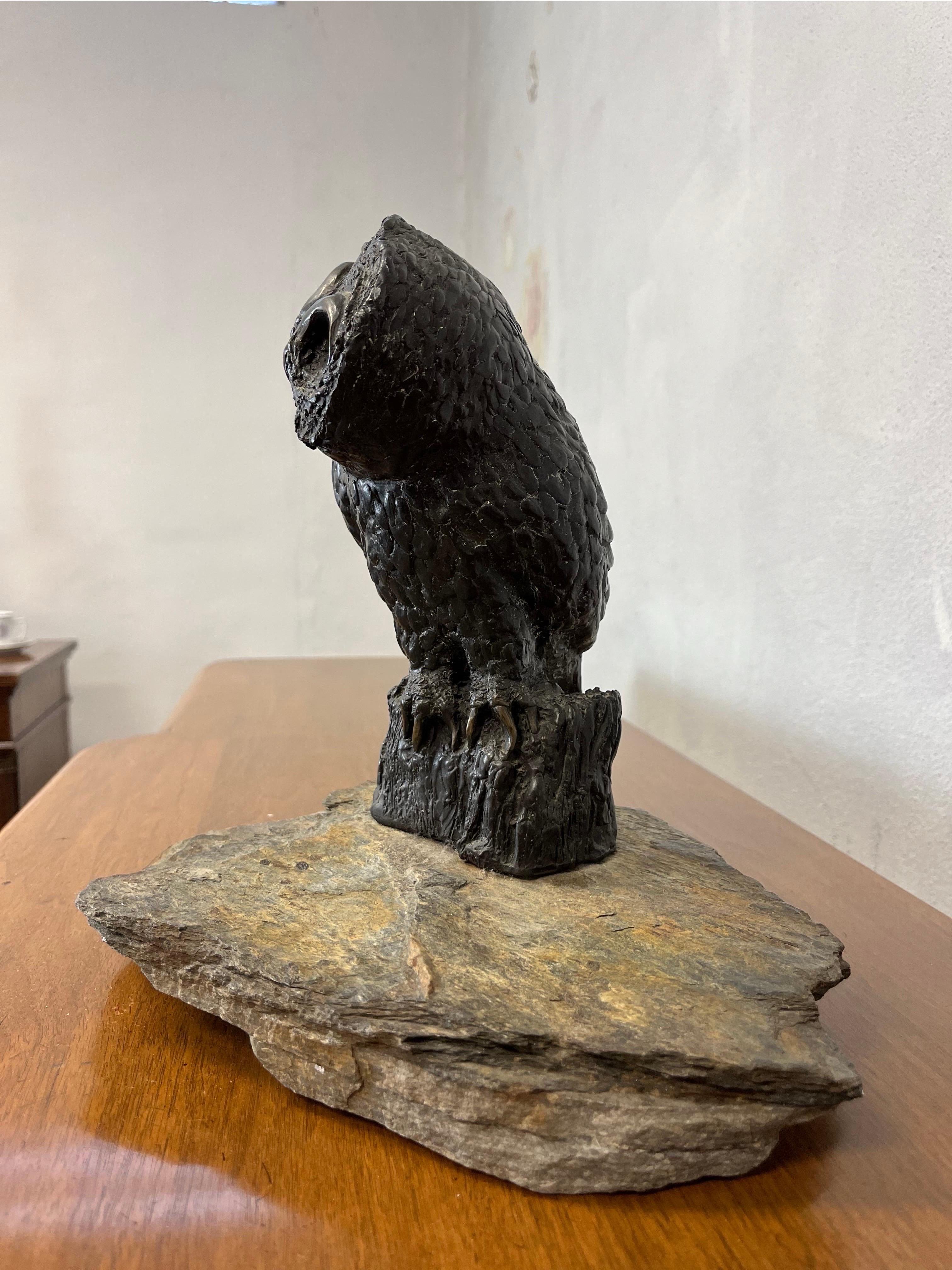 Americano Scultura di gufo in bronzo firmata e numerata in vendita