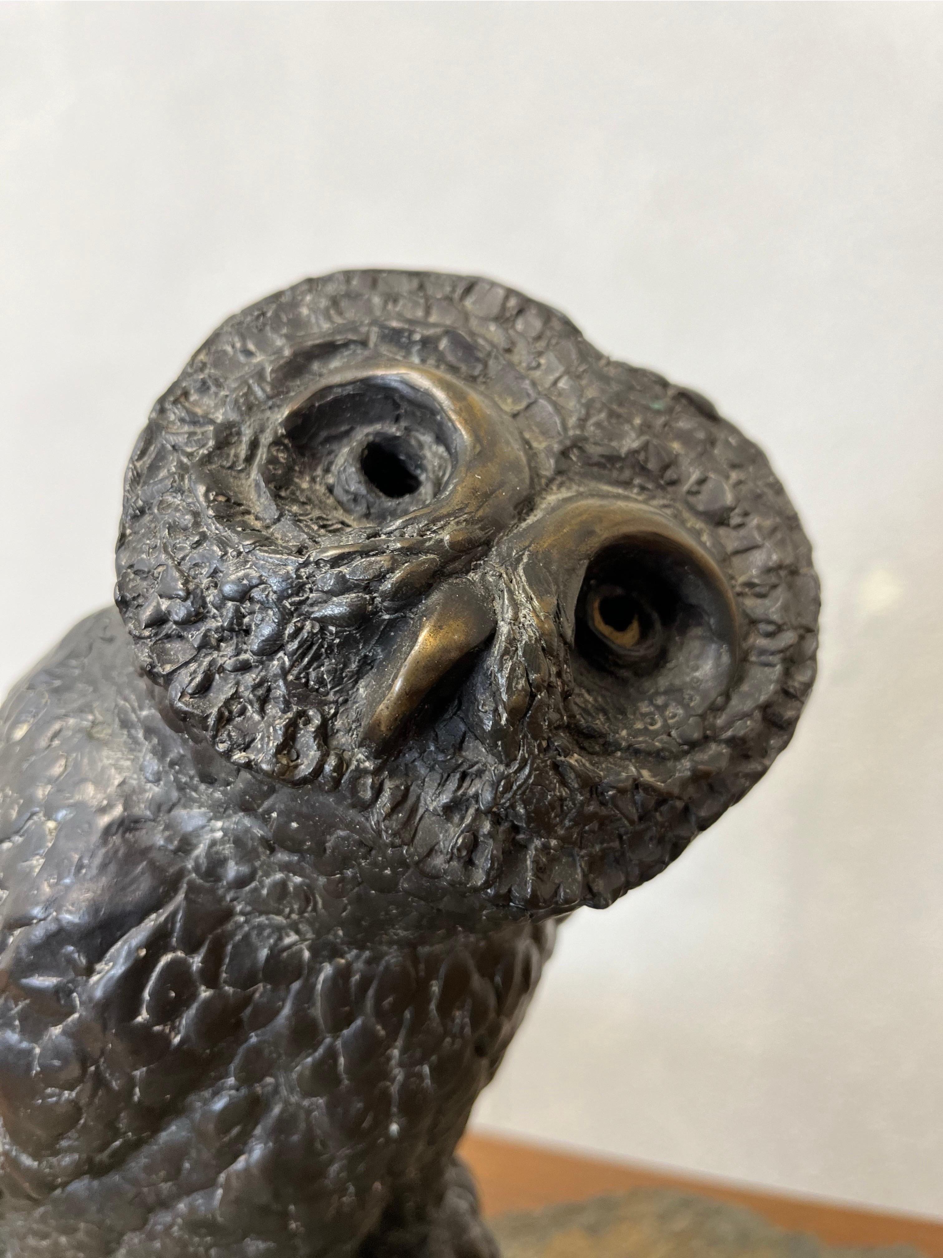 Scultura di gufo in bronzo firmata e numerata in vendita 2