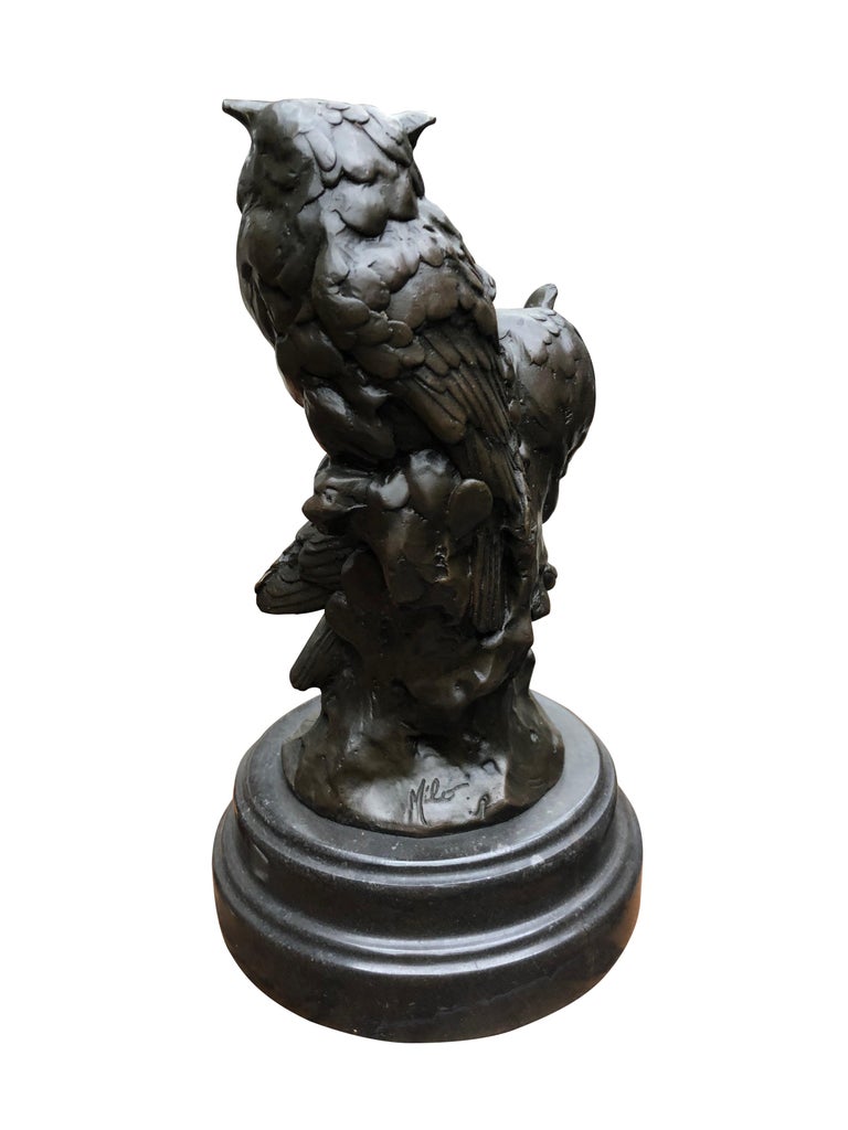 Bronze Owl Statue, Casting Pair Barn Owl Birds, 20th Century at 1stDibs