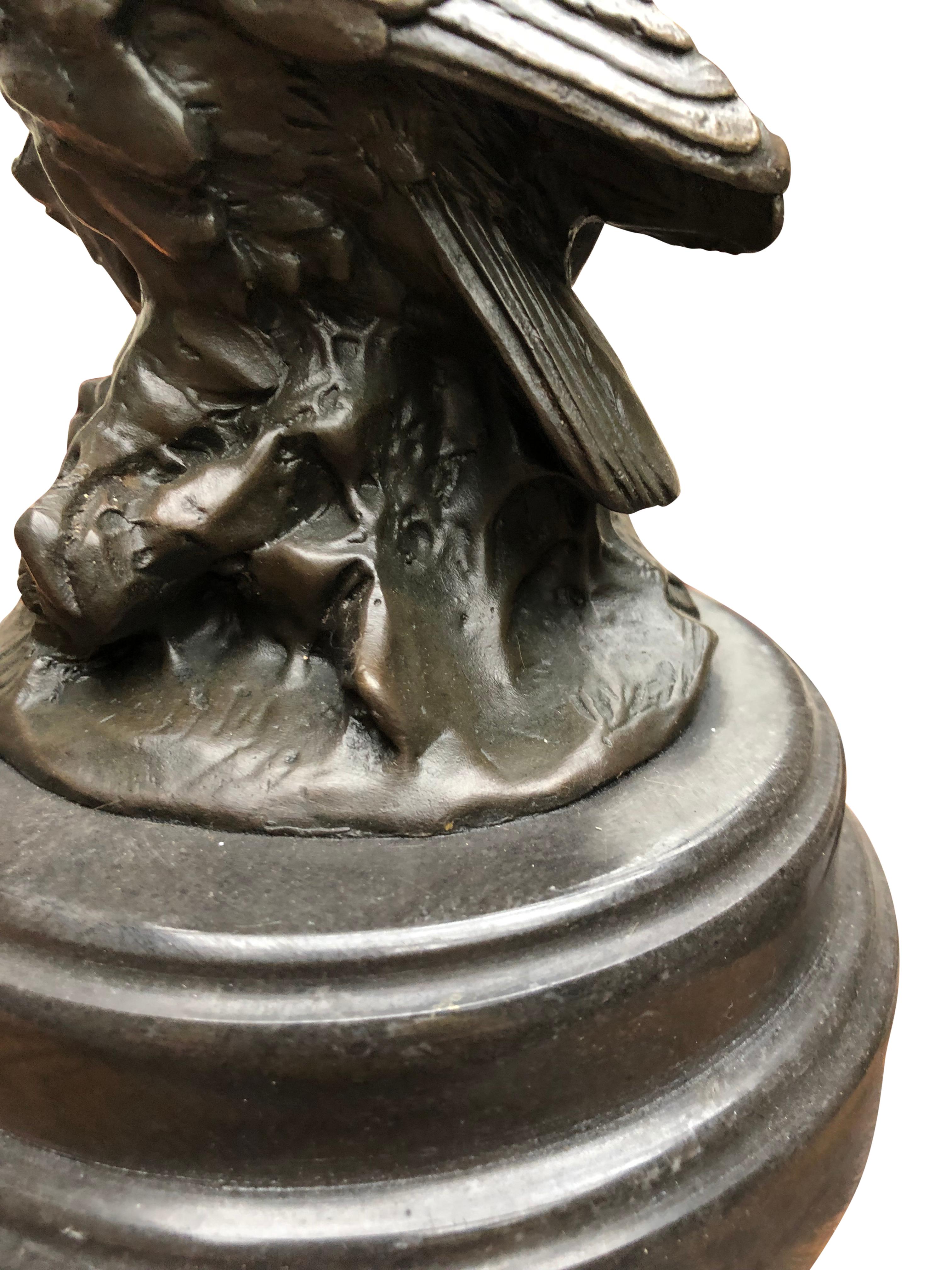 Bronze Owl Statue, Casting Pair Barn Owl Birds, 20th Century 1