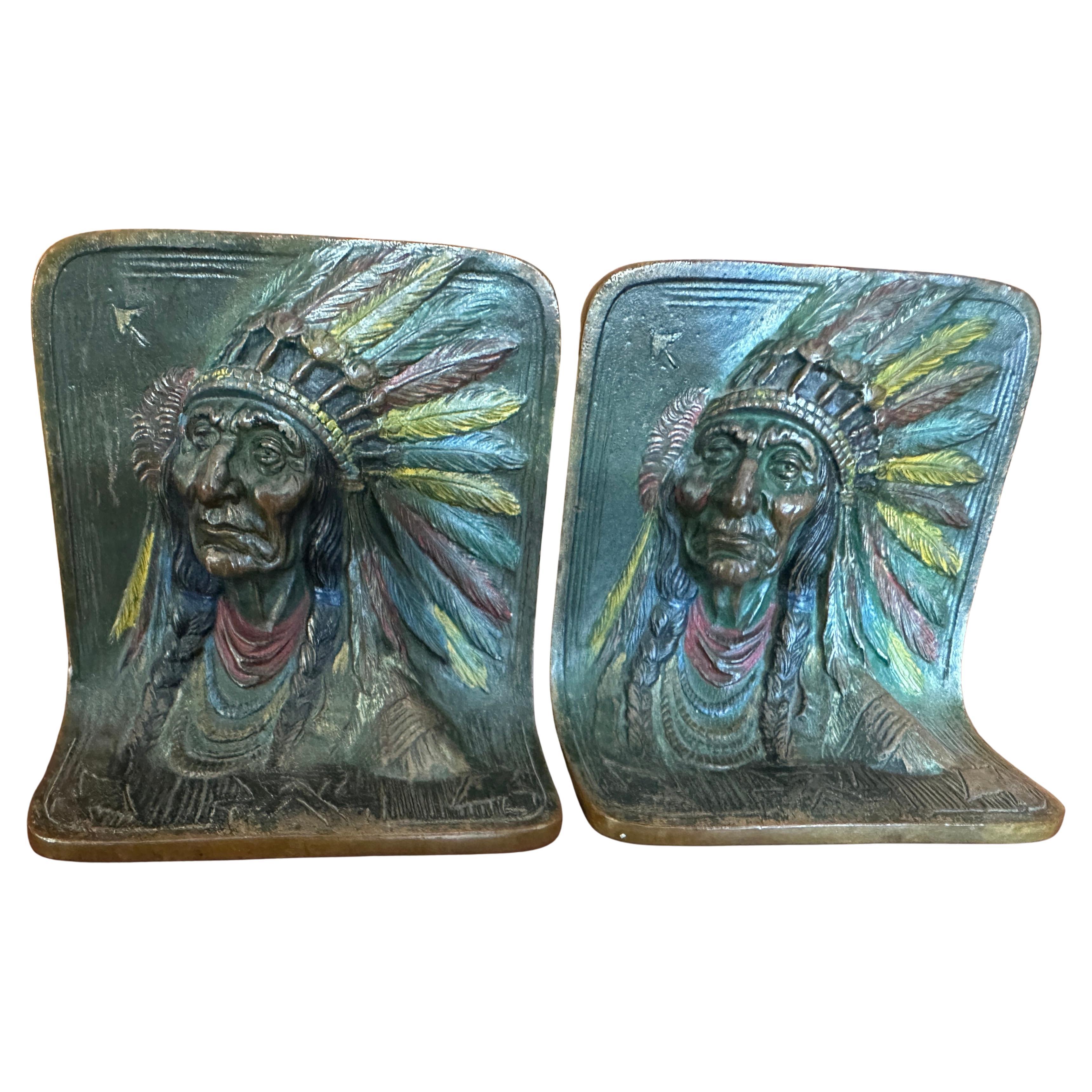 Bronze Painted Indian Bookends -Pair