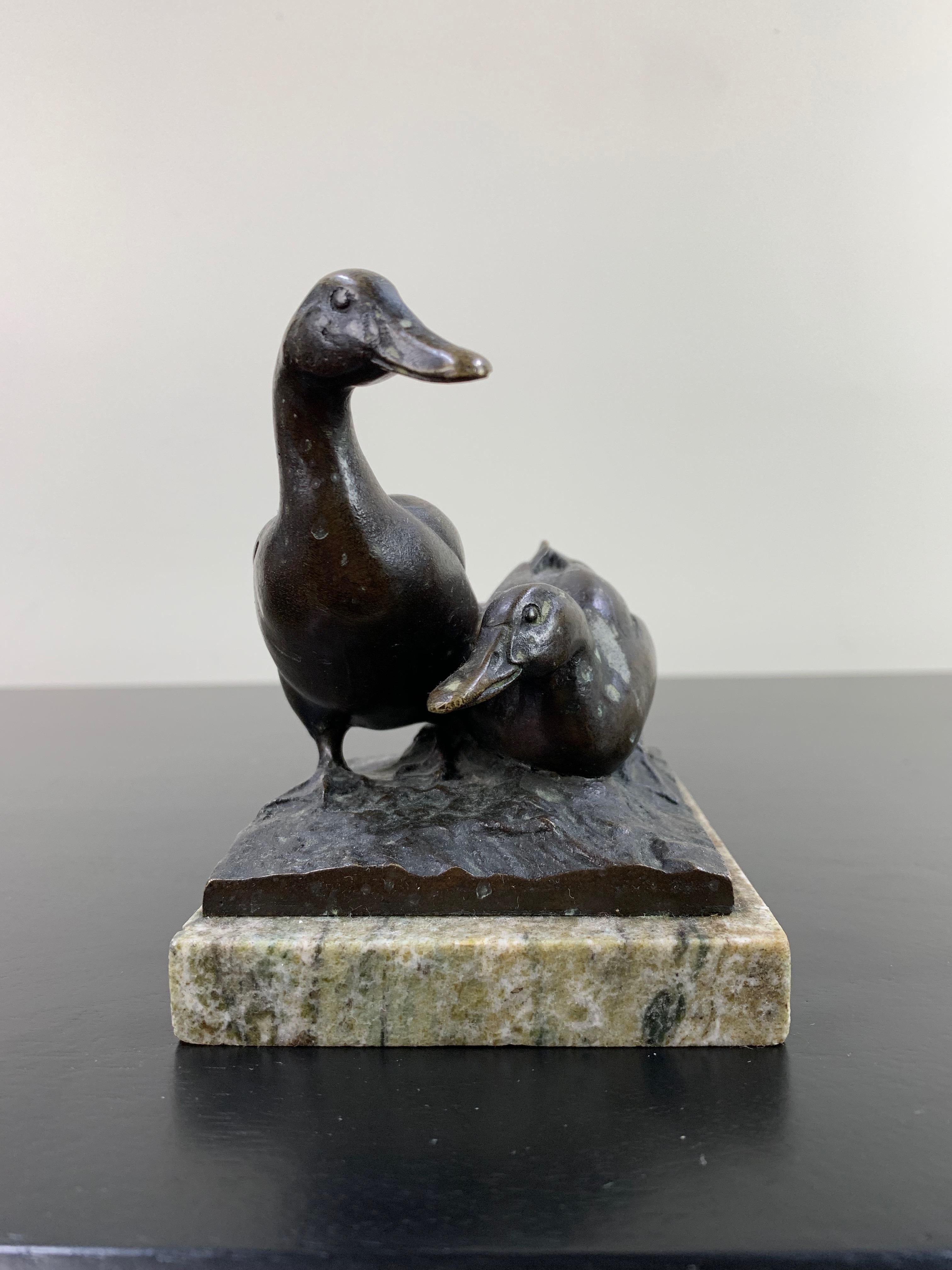 bronze duck sculpture