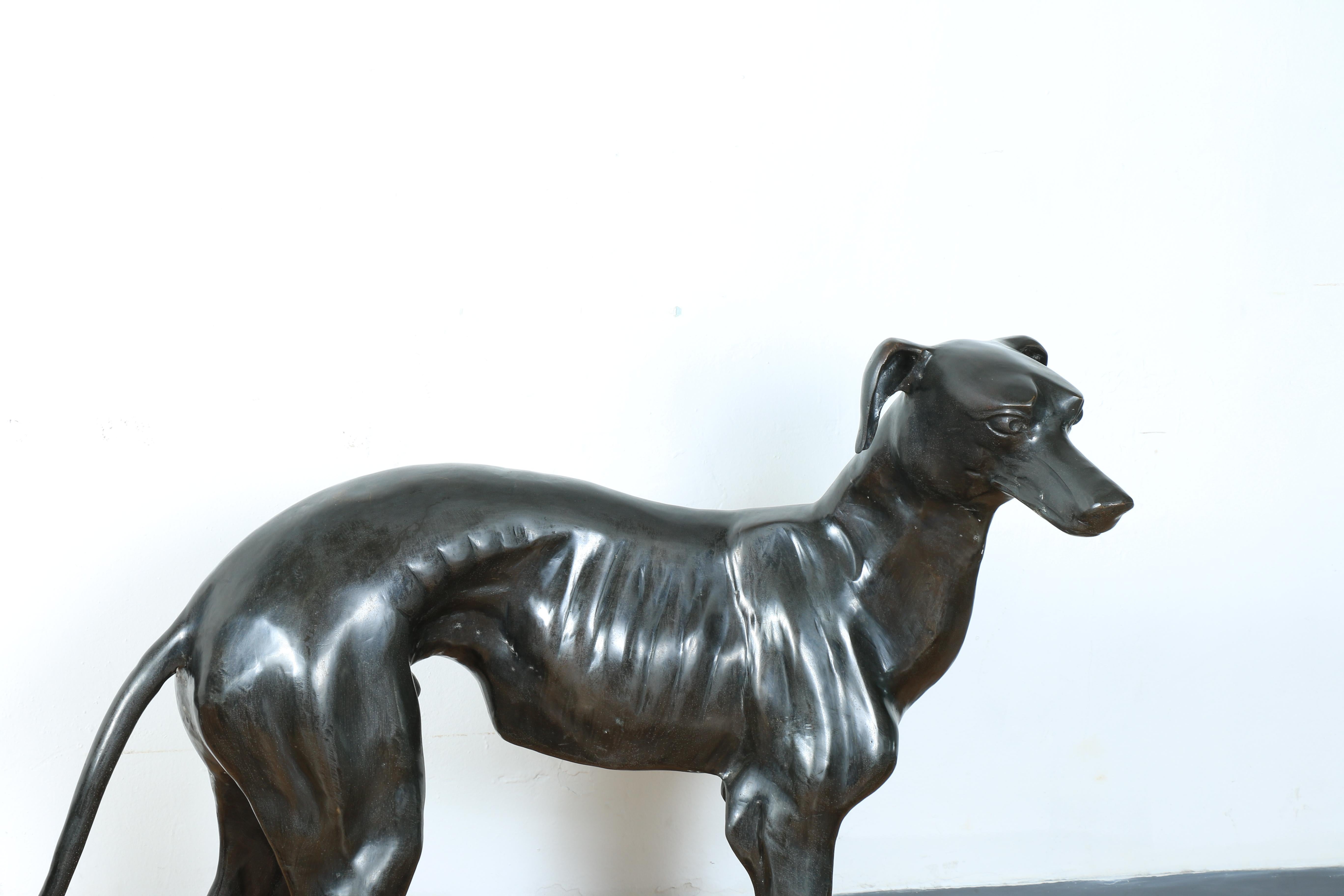 Bronze Pair of Greyhound Dog Statues 2