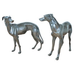Bronze Pair of Greyhound Dog Statues