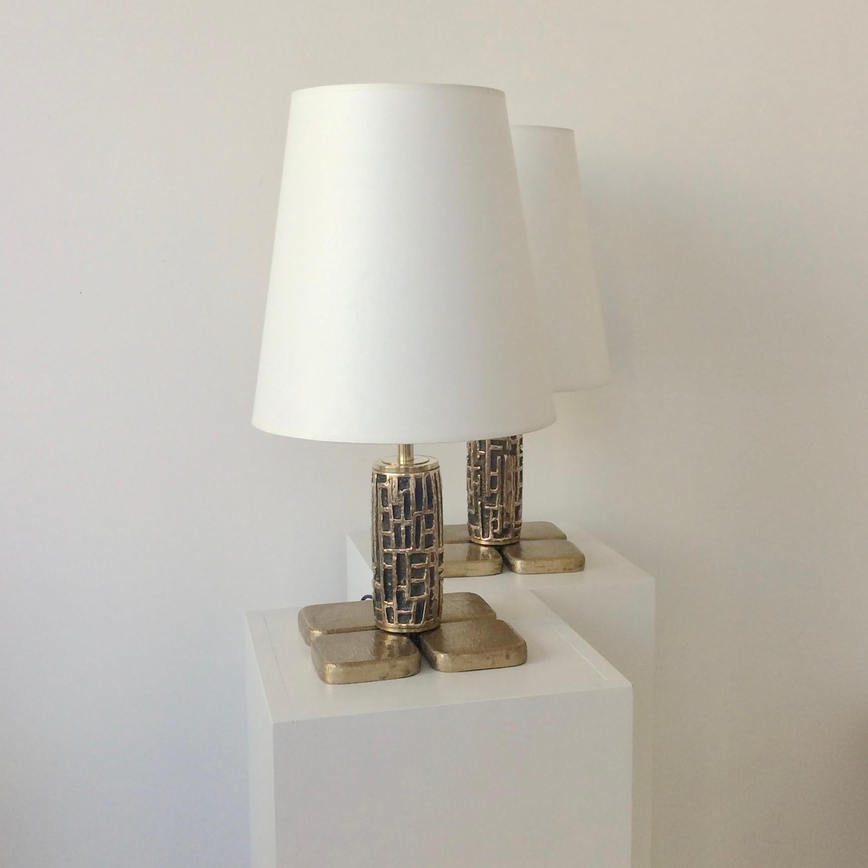 Bronze Pair of Table Lamps by Luciano Frigerio, circa 1970, Italy 5