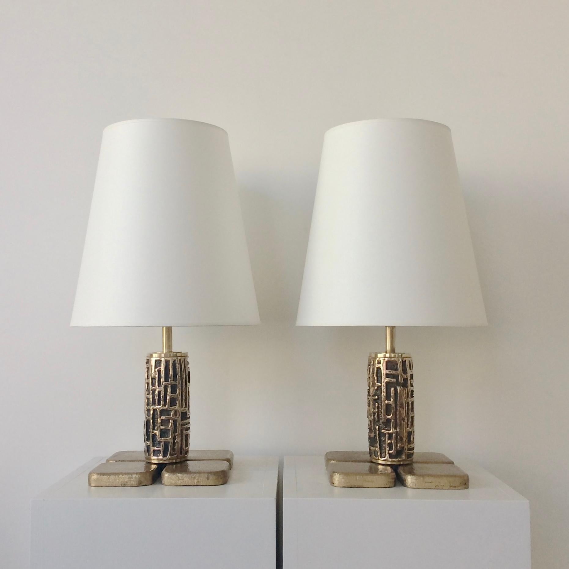 Bronze Pair of Table Lamps by Luciano Frigerio, circa 1970, Italy 6