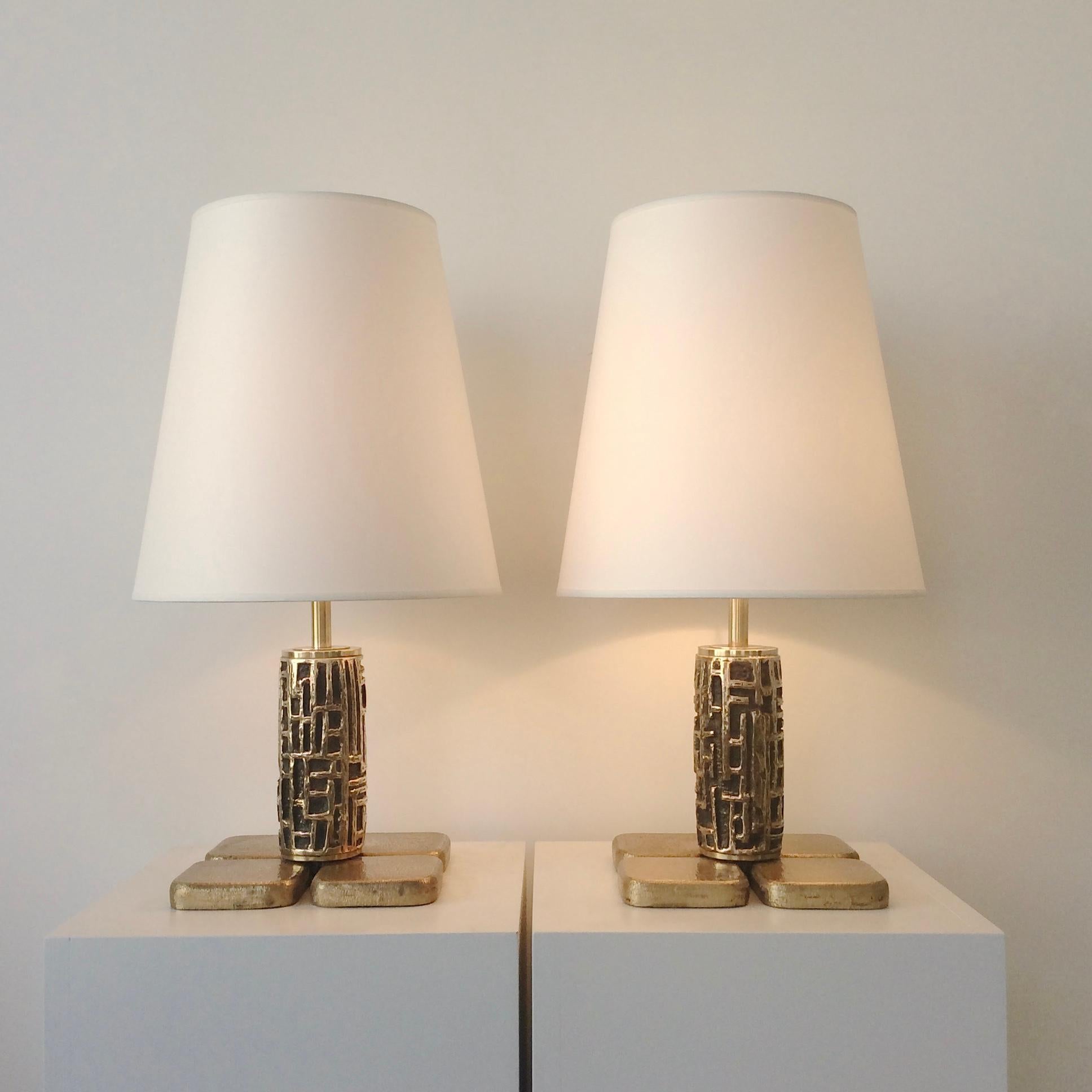 Bronze Pair of Table Lamps by Luciano Frigerio, circa 1970, Italy 9