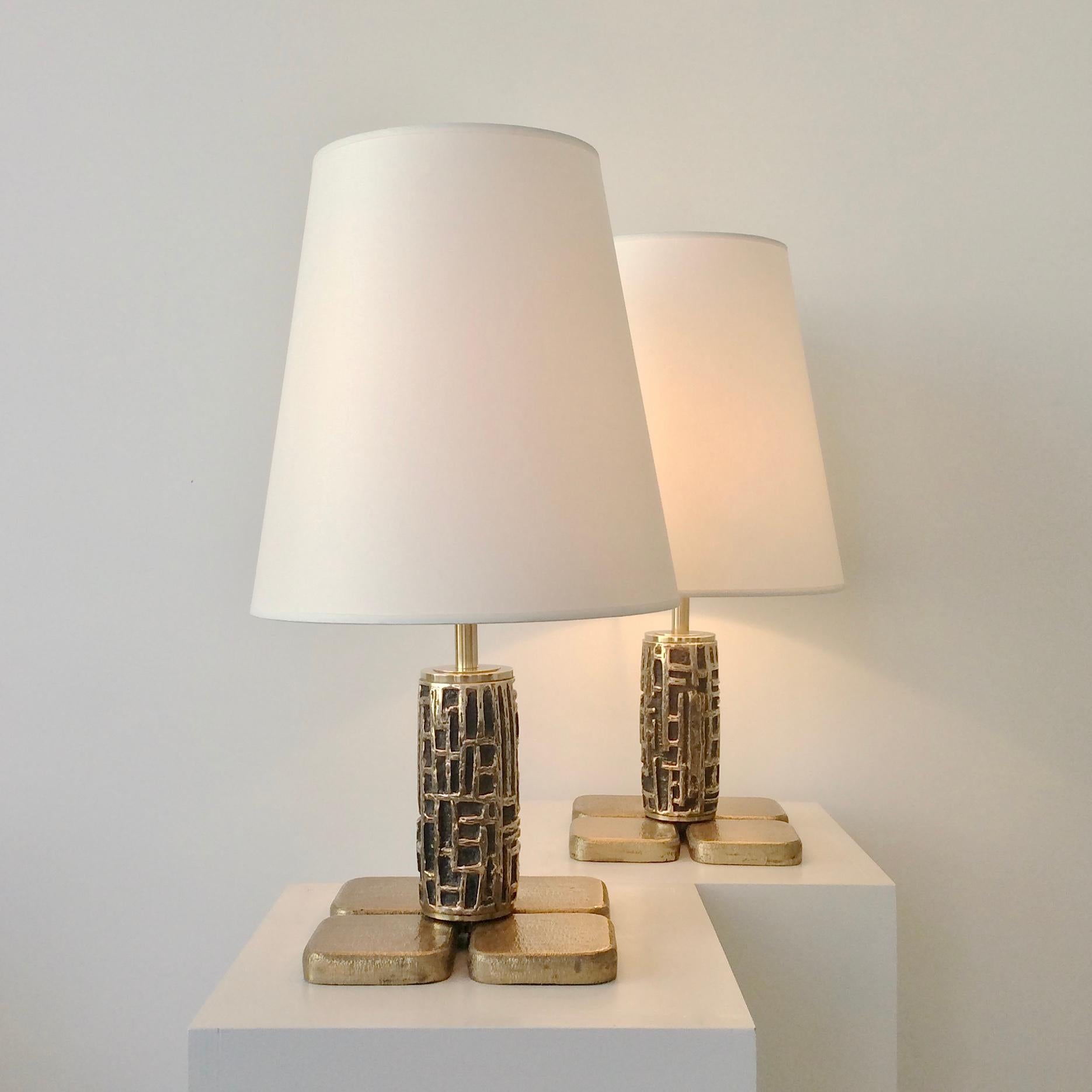 Bronze Pair of Table Lamps by Luciano Frigerio, circa 1970, Italy 10