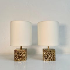 Bronze Pair of Table Lamps by Luciano Frigerio, circa 1970, Italy