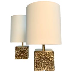 Bronze Pair of Table Lamps by Luciano Frigerio, circa 1970, Italy