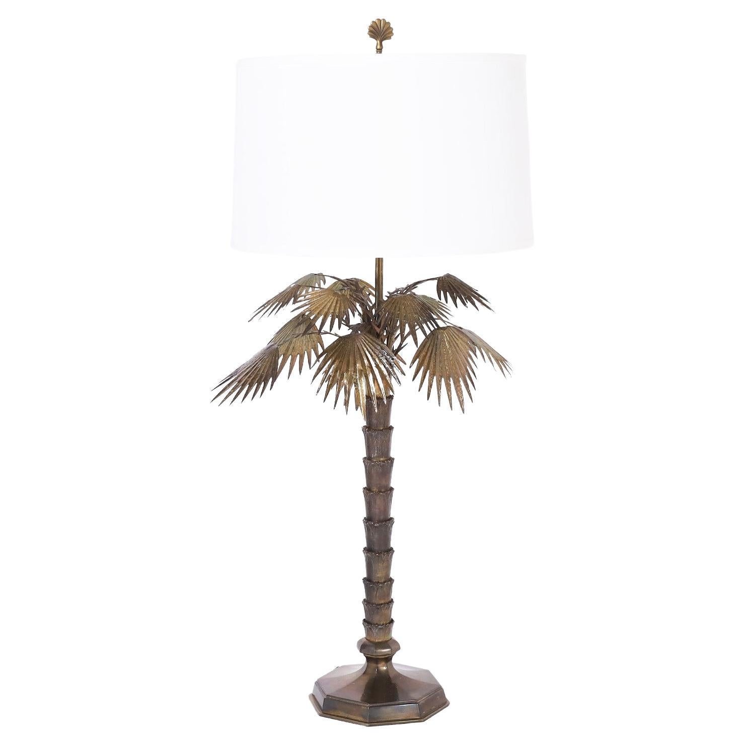 Lampe de table palmier en bronze