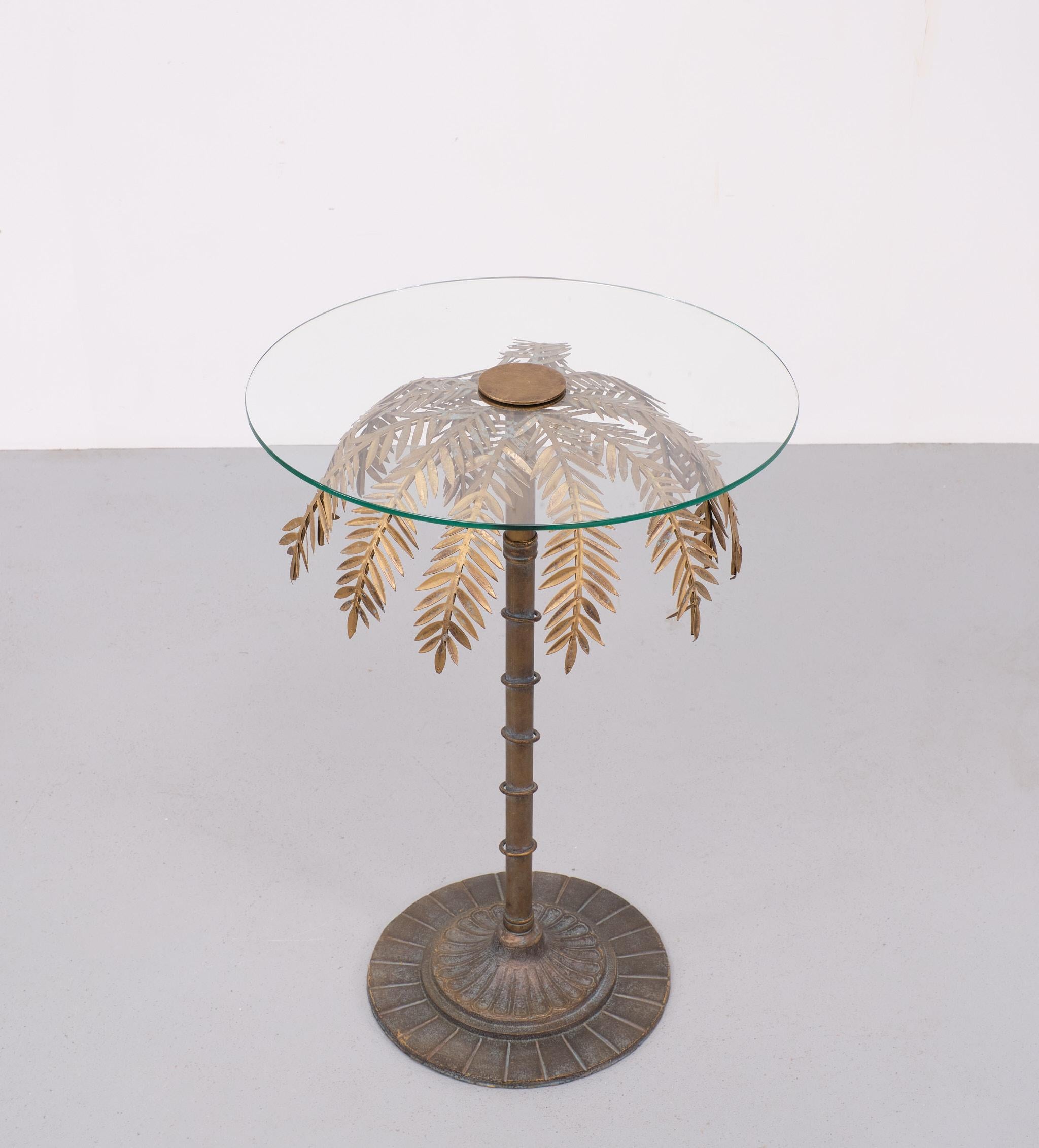 Hollywood Regency Bronze Palm tree table Maison Jansen 1970s  For Sale