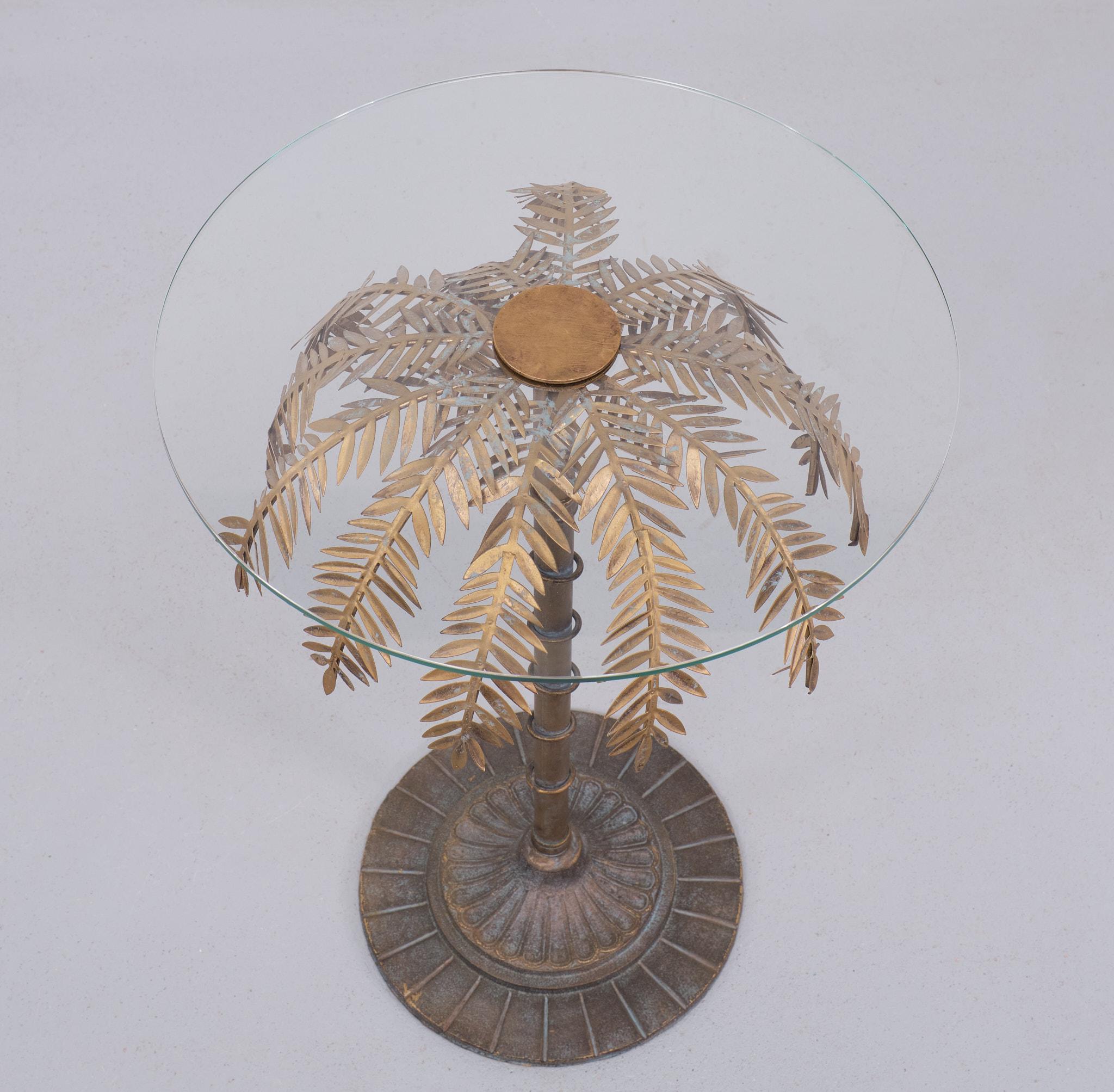 French Bronze Palm tree table Maison Jansen 1970s  For Sale