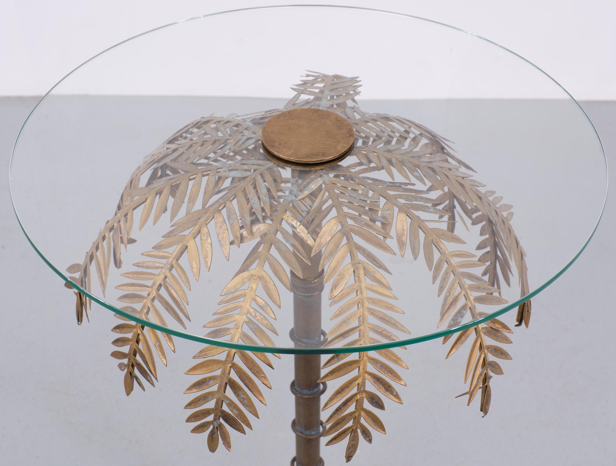 Bronze Palm tree table Maison Jansen 1970s  In Good Condition For Sale In Den Haag, NL