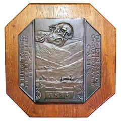 Antique Bronze Panel for Altvater-praděd Road Race, Rare Example of Art Deco Automobilia