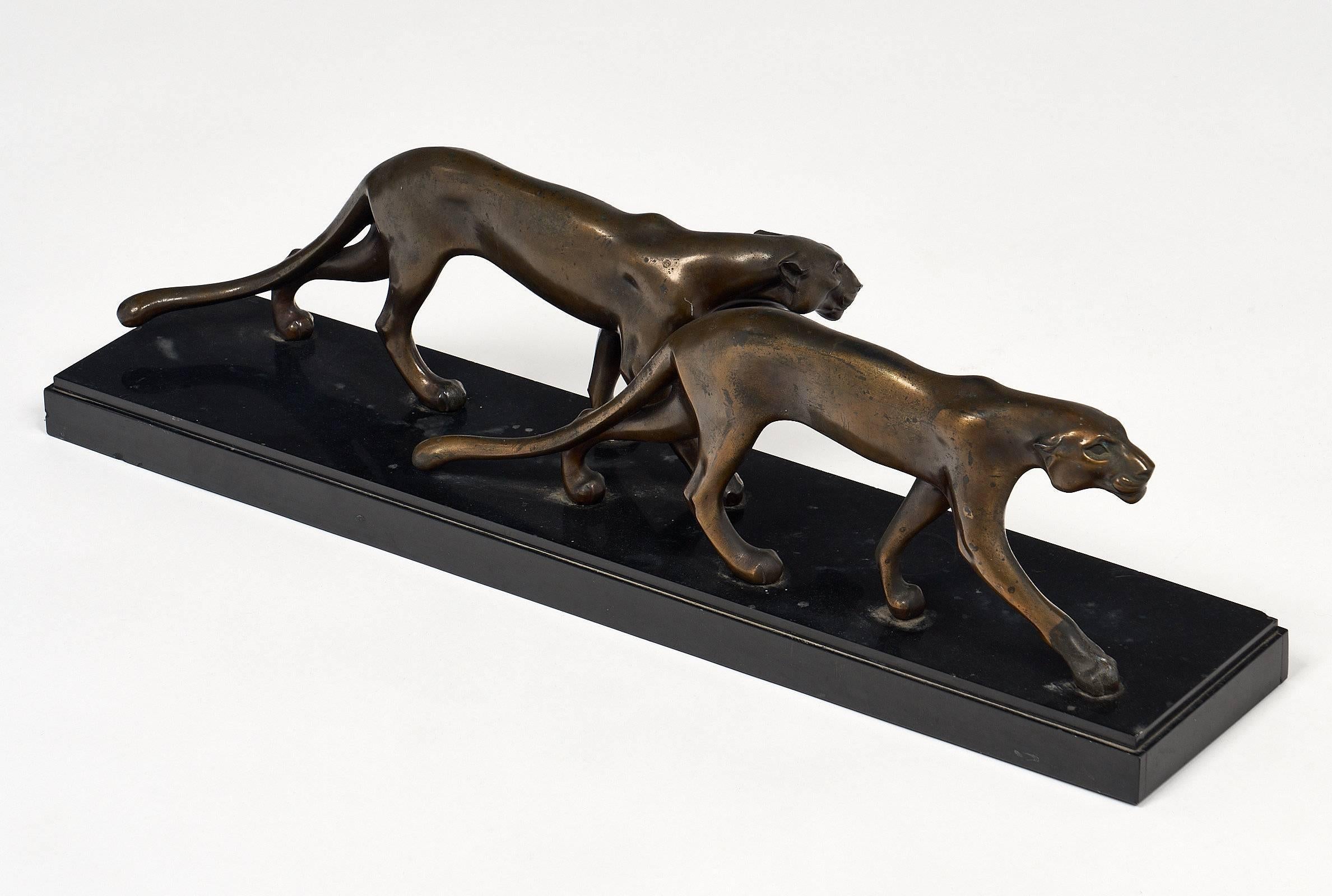 Bronze Panther Art Deco Period Statue 1
