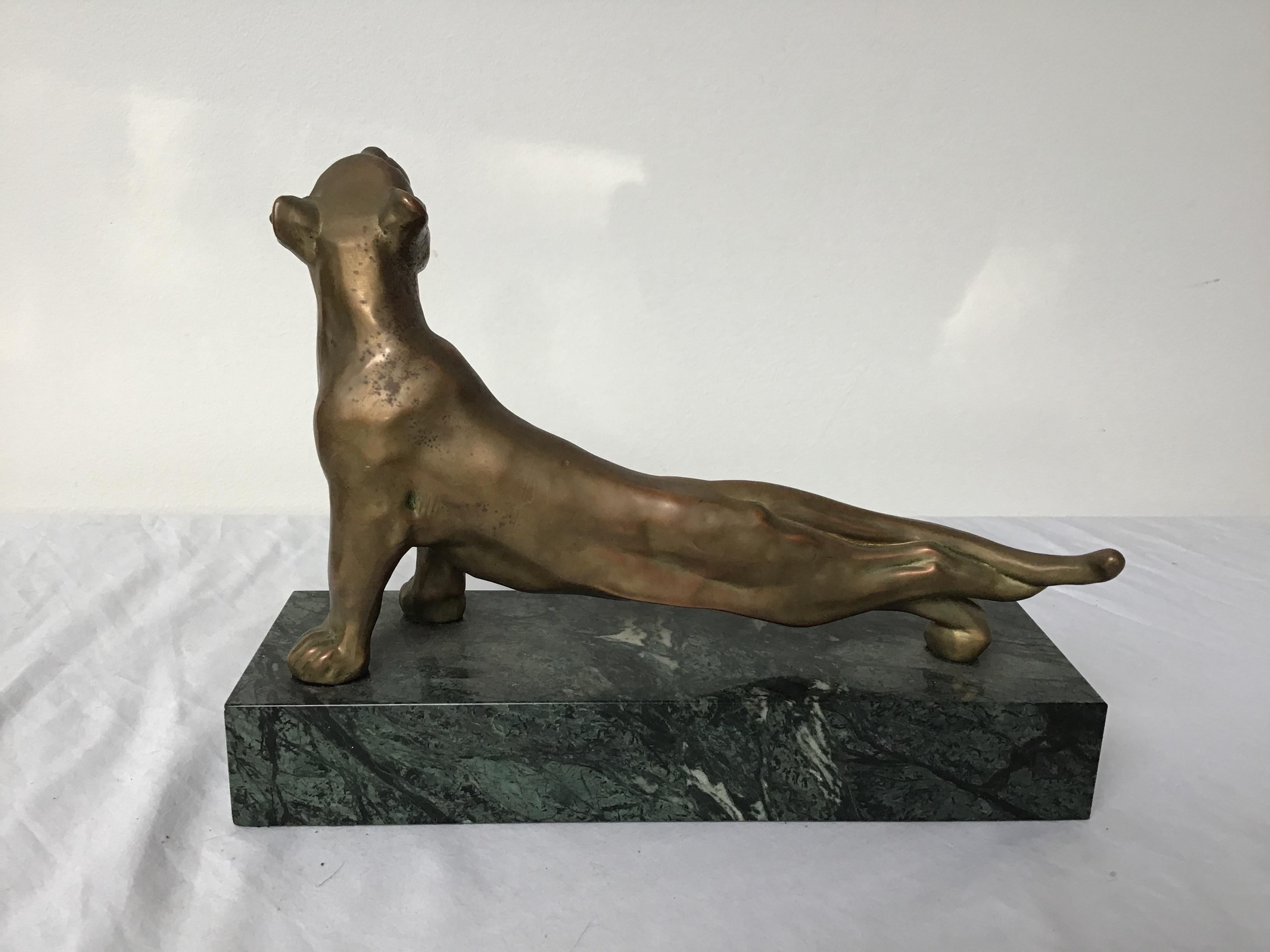 Bronze Panther on Marble Base 1