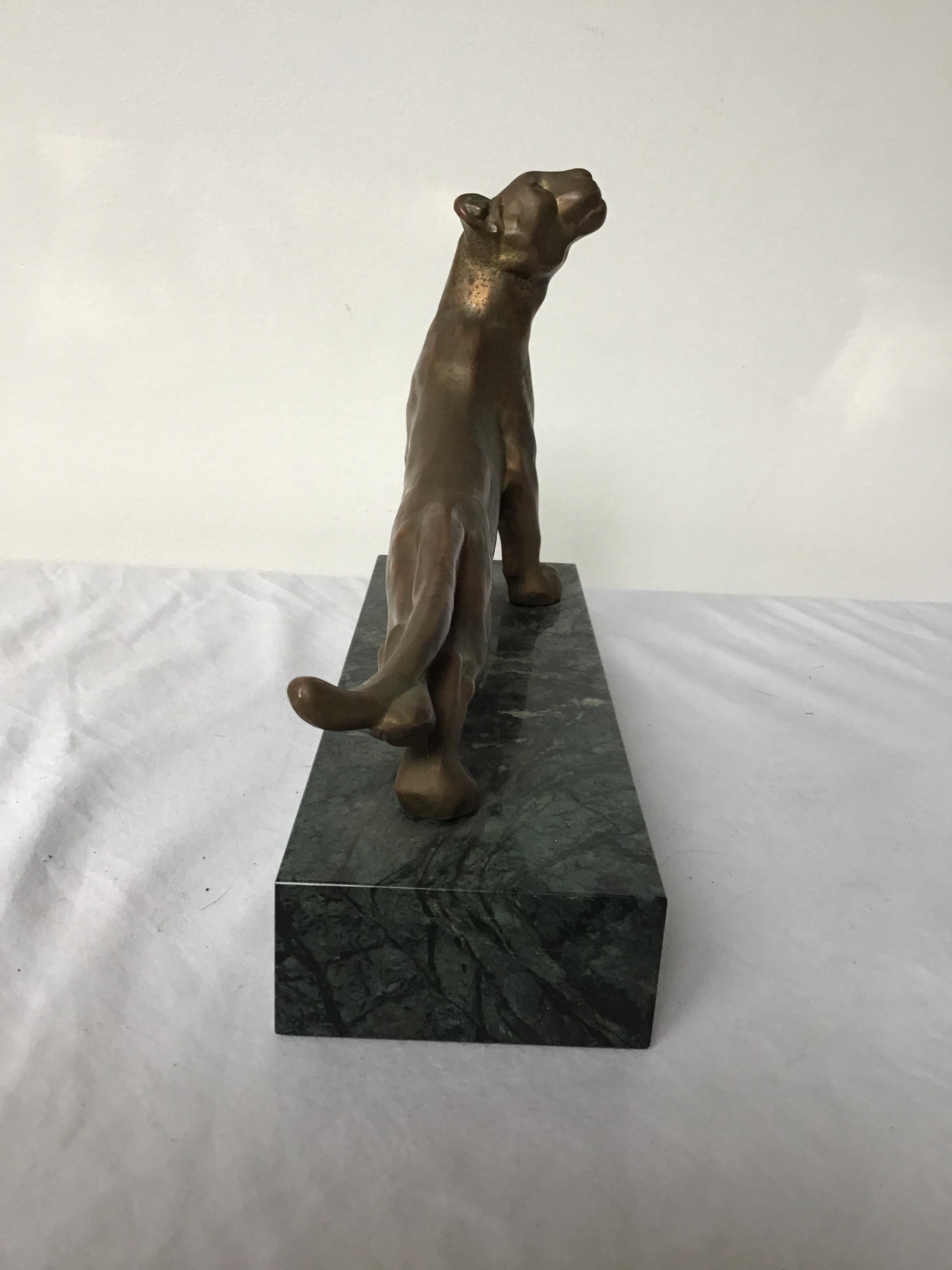 Bronze Panther on Marble Base 2