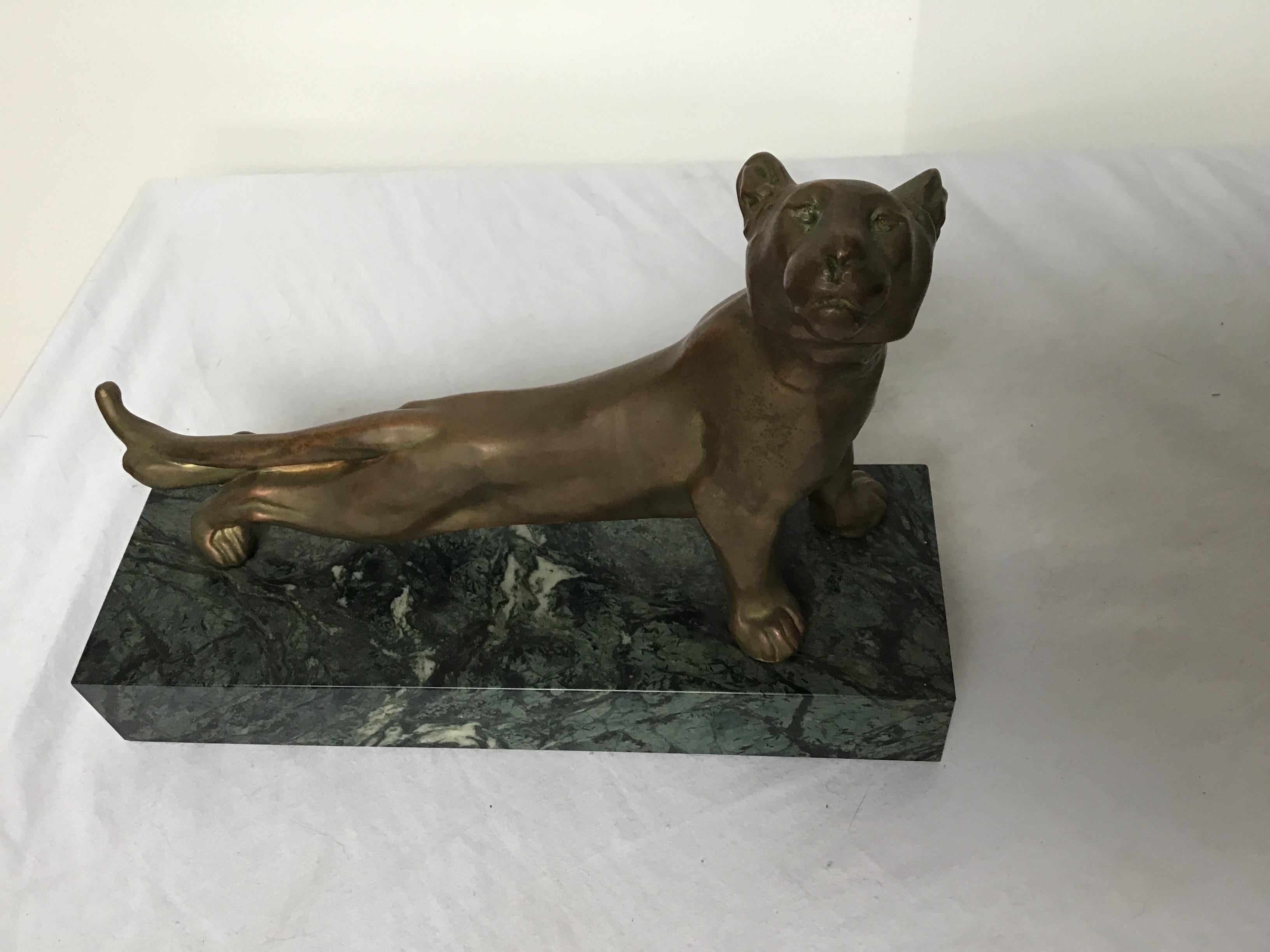 Bronze Panther on Marble Base 3