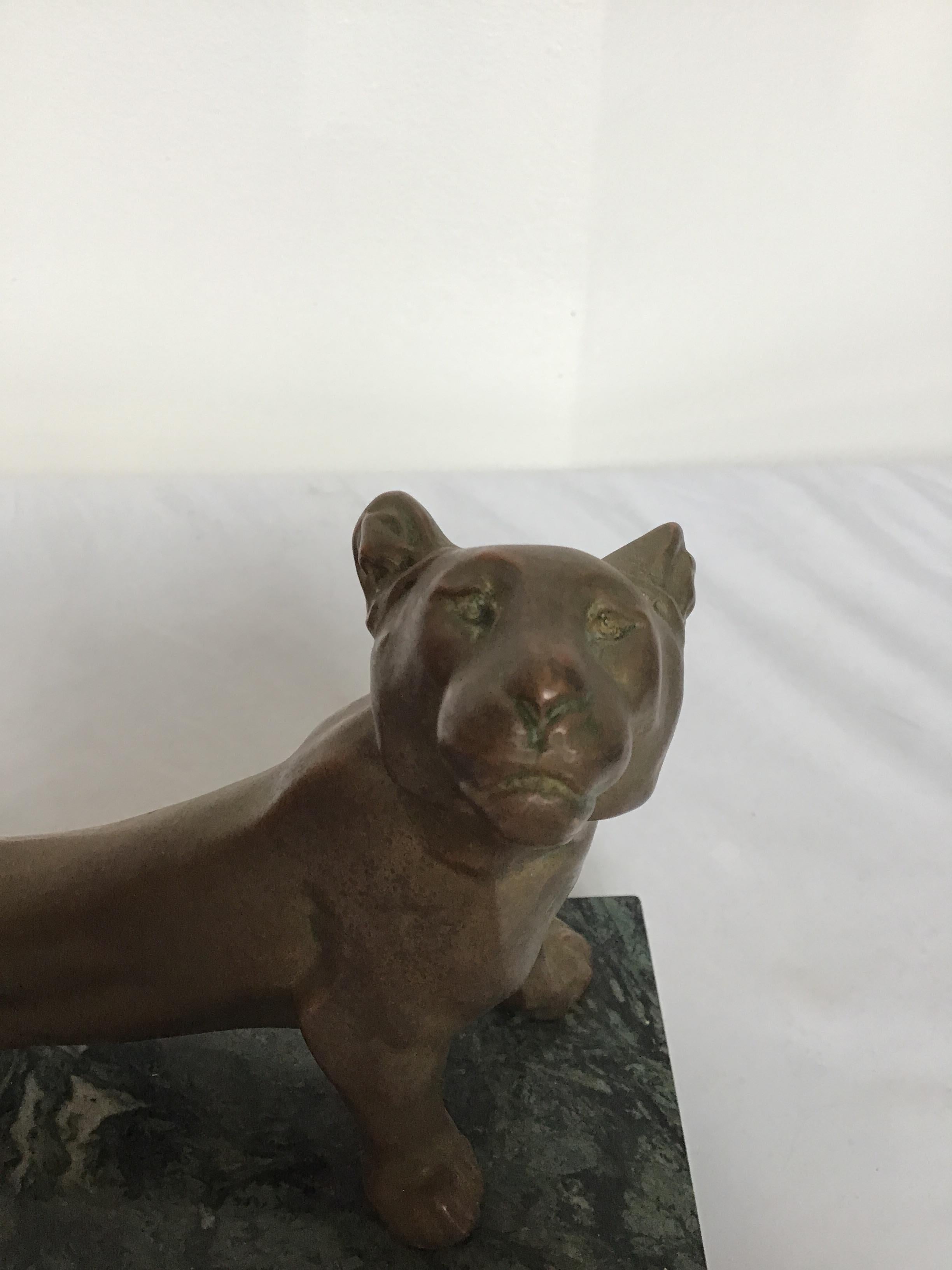 Bronze Panther on Marble Base 4