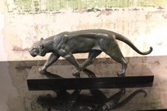 Sculpture de panthre en bronze d'Alexandre Ouline, France, XXe sicle