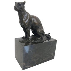 Bronze Panther Sculpture by Carvin, Art Deco, France, 1930s