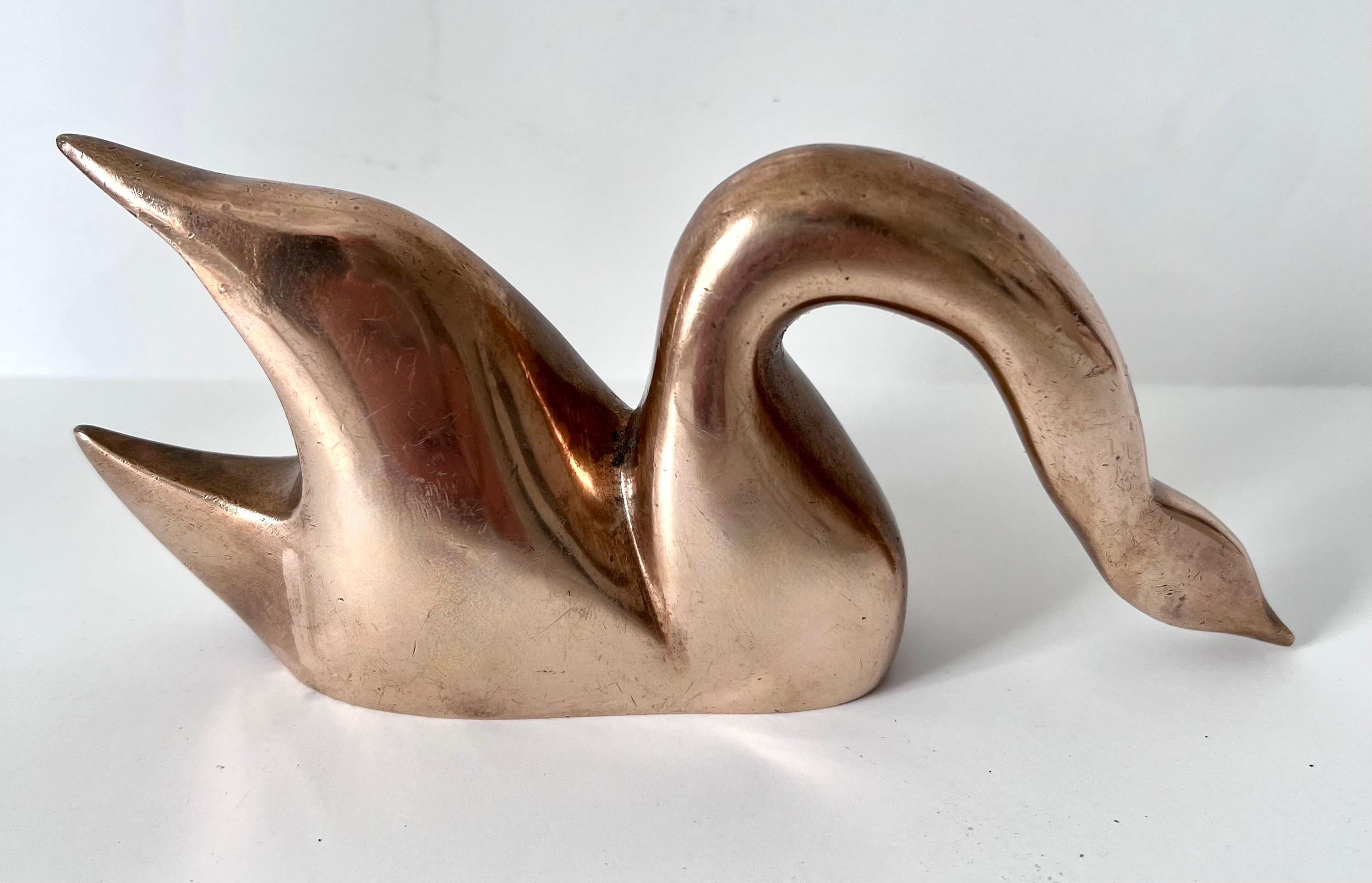 Art Deco Bronze Paperweight Sculpture of a Bird or Swan For Sale