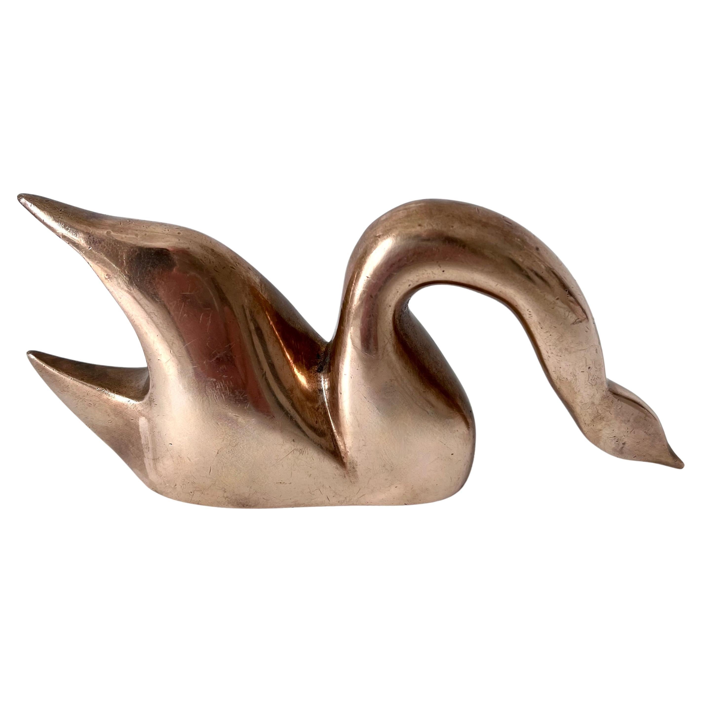 Presse-papier en bronze Sculpture d'un oiseau ou d'un Swan