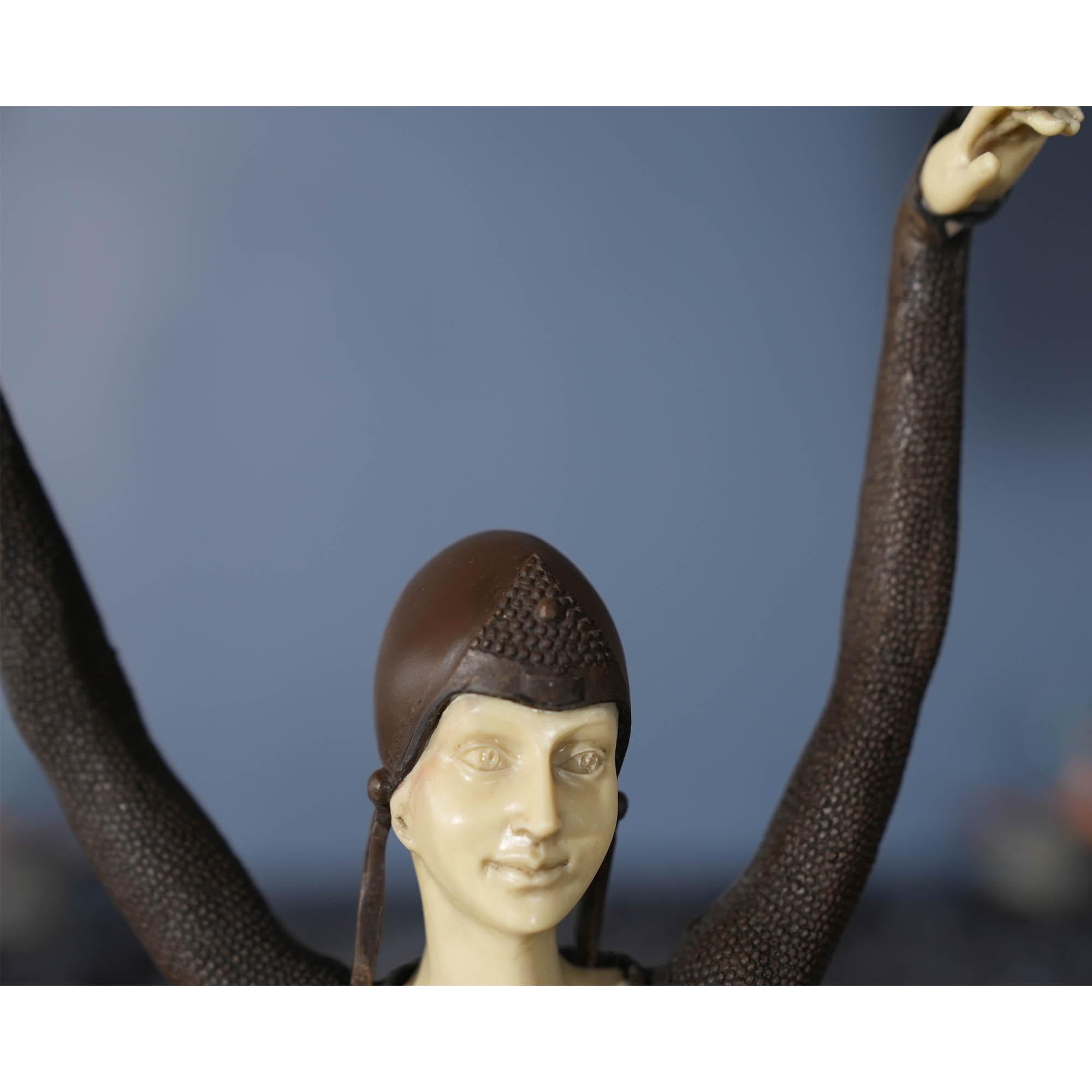 Contemporary Bronze Parisian Dancer on Marble Base For Sale