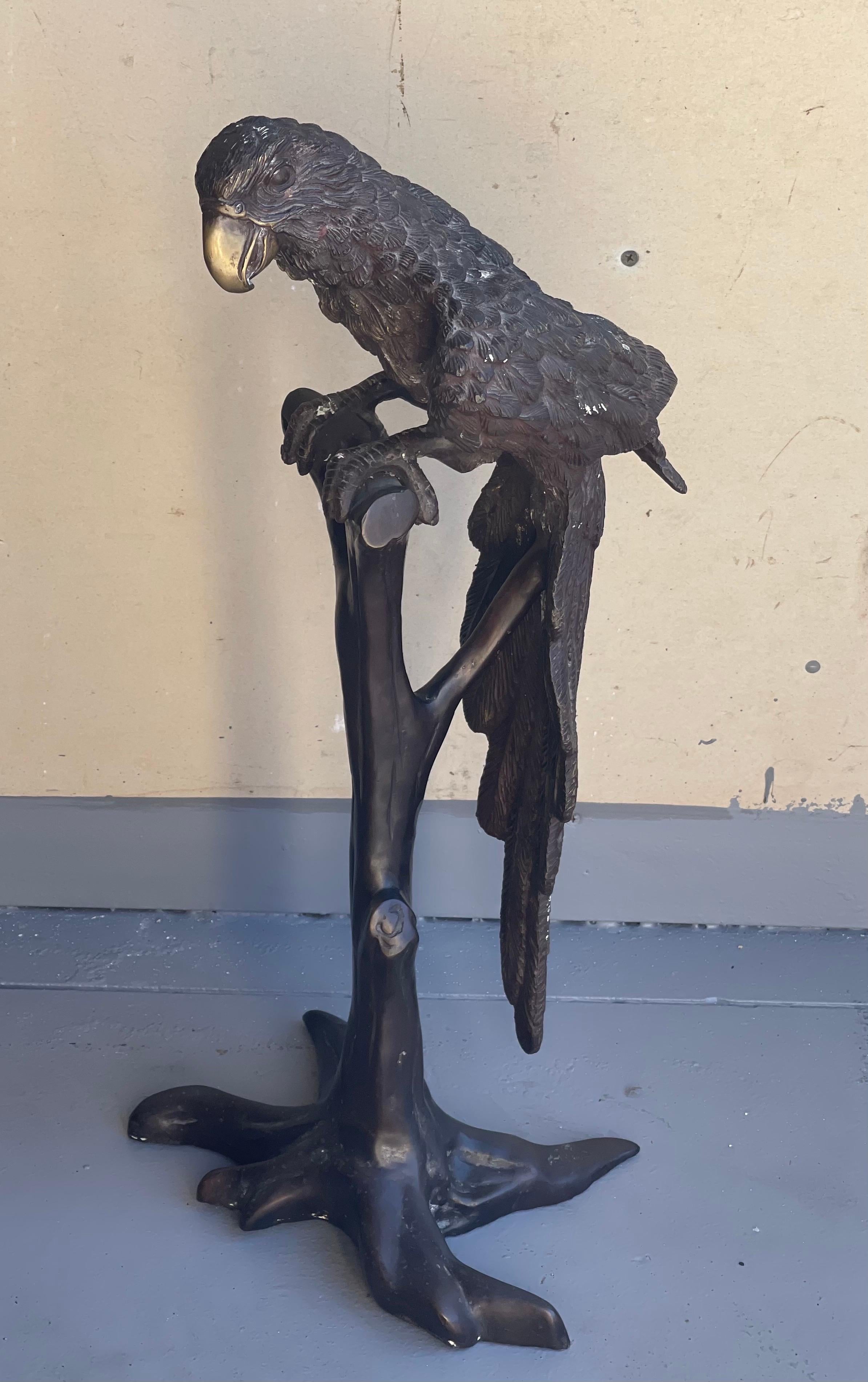 Bronze Parrot on Tree Branch Sculpture by Segal 7
