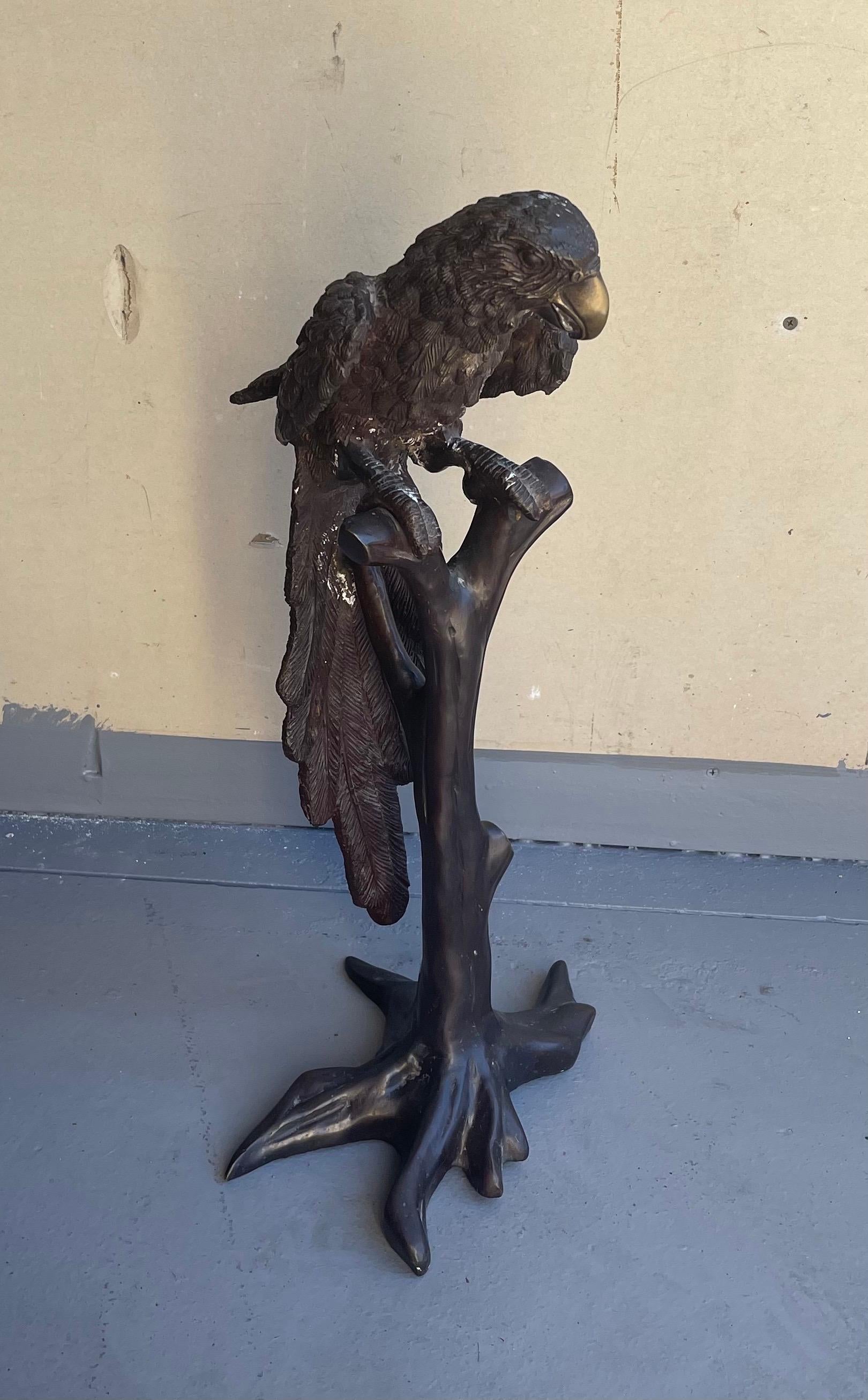 Bronze Parrot on Tree Branch Sculpture by Segal 1