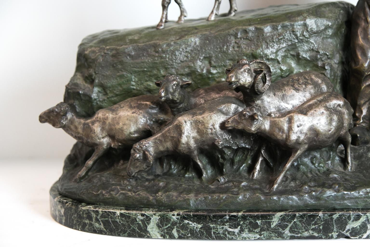 Bronze Pastoral Figure Group In Good Condition In Wilson, NC