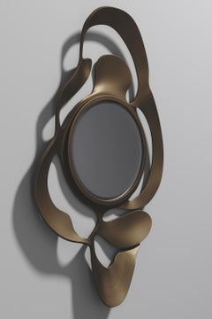 Bronze Patina Brass Inlaid Mirror by Kifu Paris