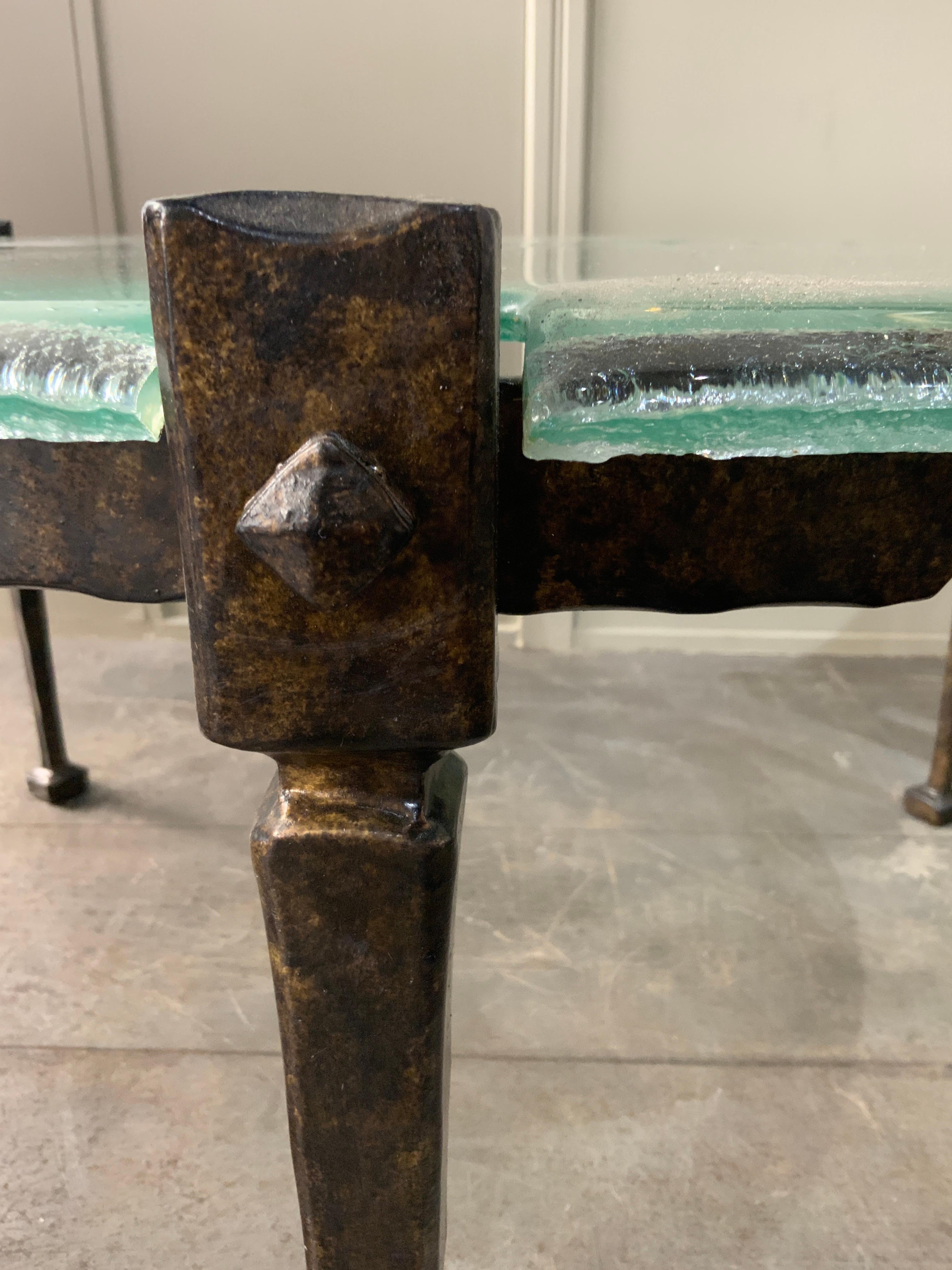 Mid-Century Modern Table basse en fer à patine de bronze attribuée à Lothar Klute  en vente