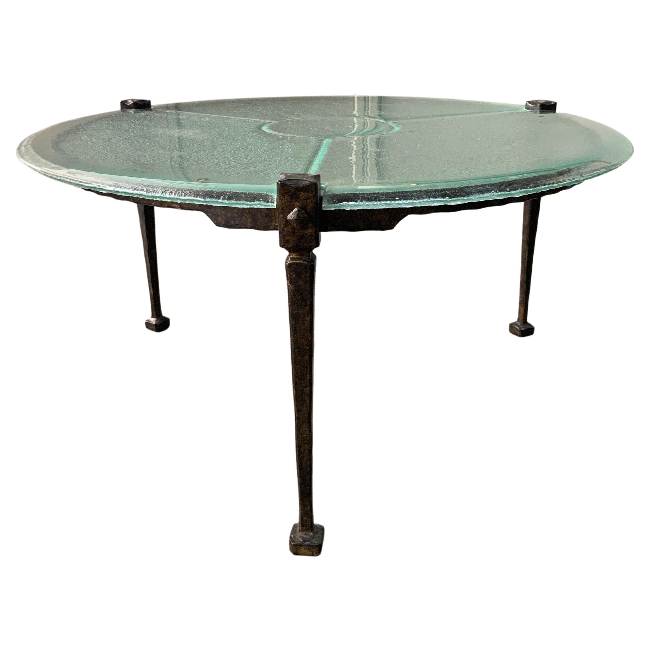 Bronze patina iron coffee table attributed to Lothar Klute  For Sale