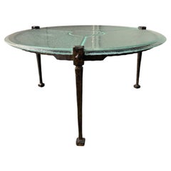 Table basse en fer à patine de bronze attribuée à Lothar Klute 